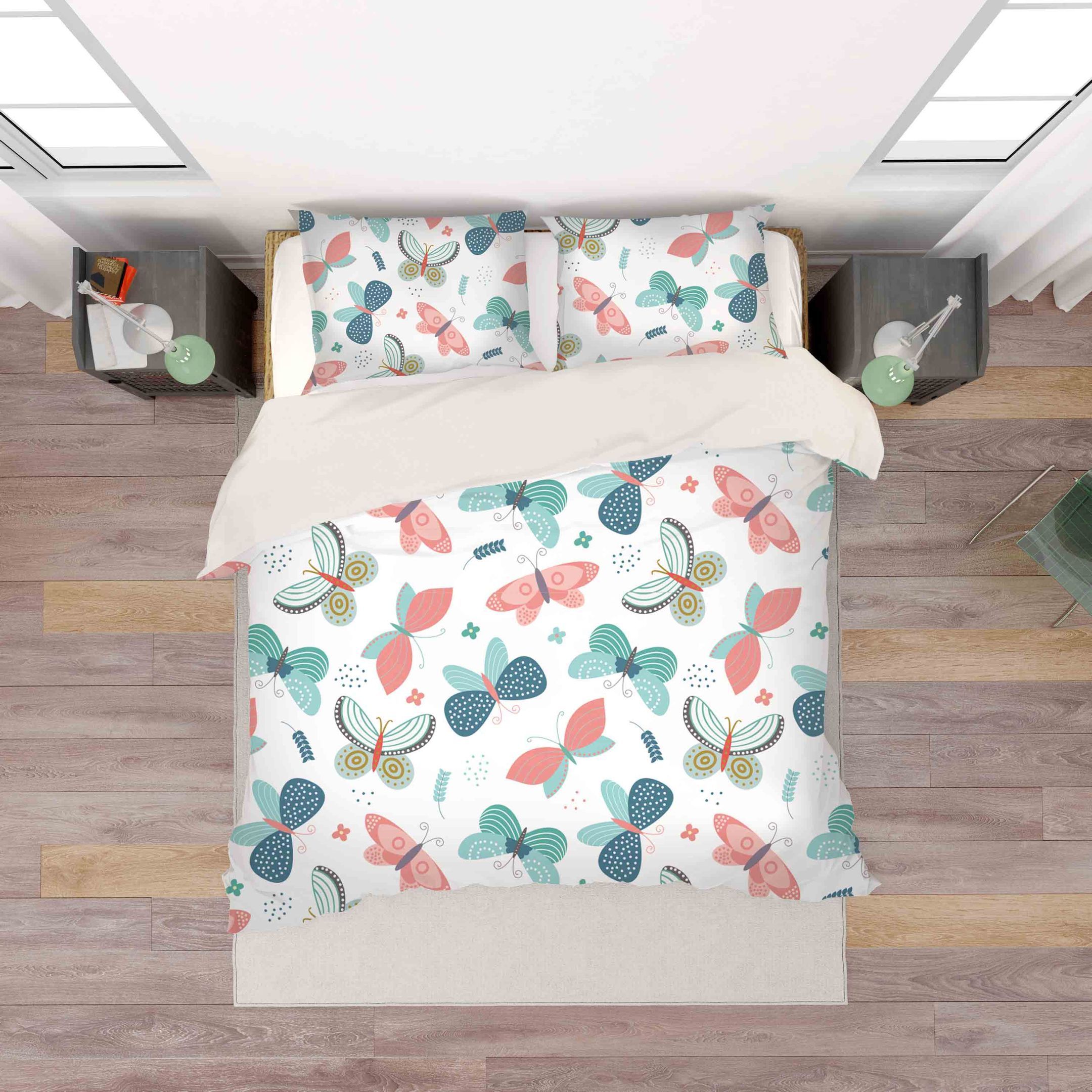 3d Cartoon Butterfly Bedding Set