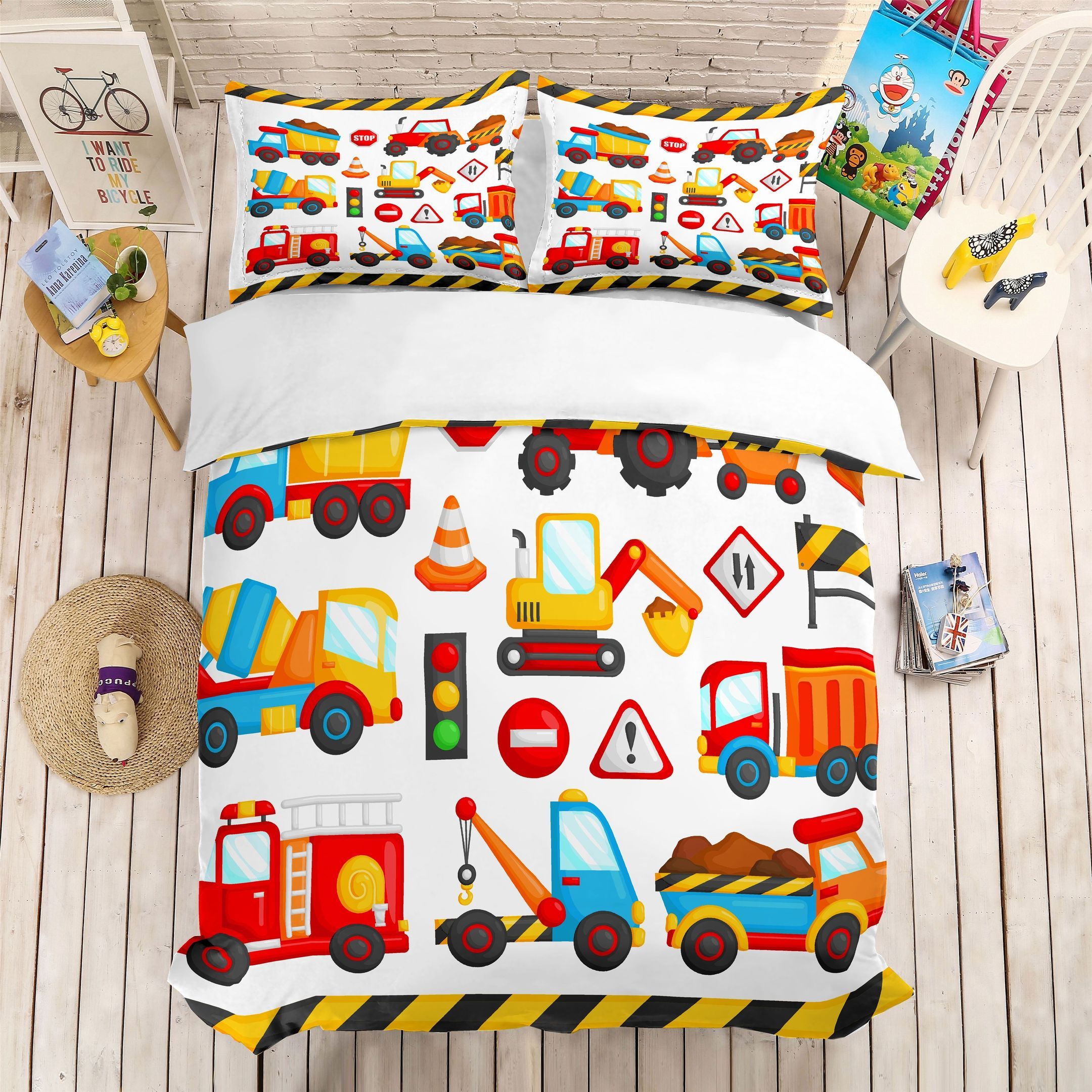 3d Cartoon Colorful Toy Car Bedding Set