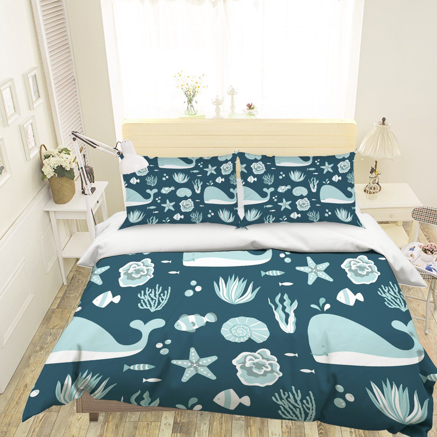 3d Cartoon Dolphin Starfish Comfortable Bedding Set