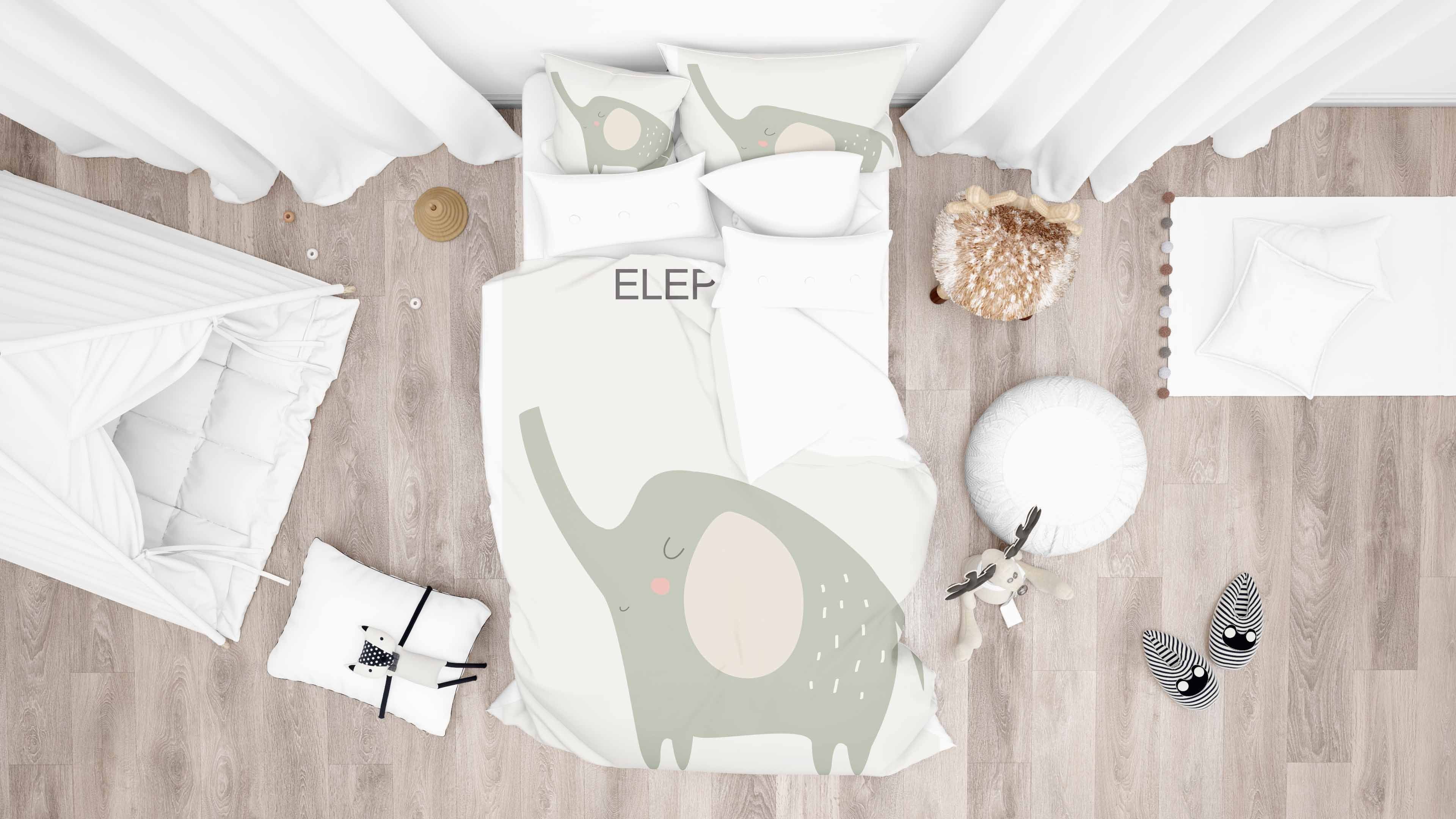 3d Cartoon Elephant Pattern Bedding Set