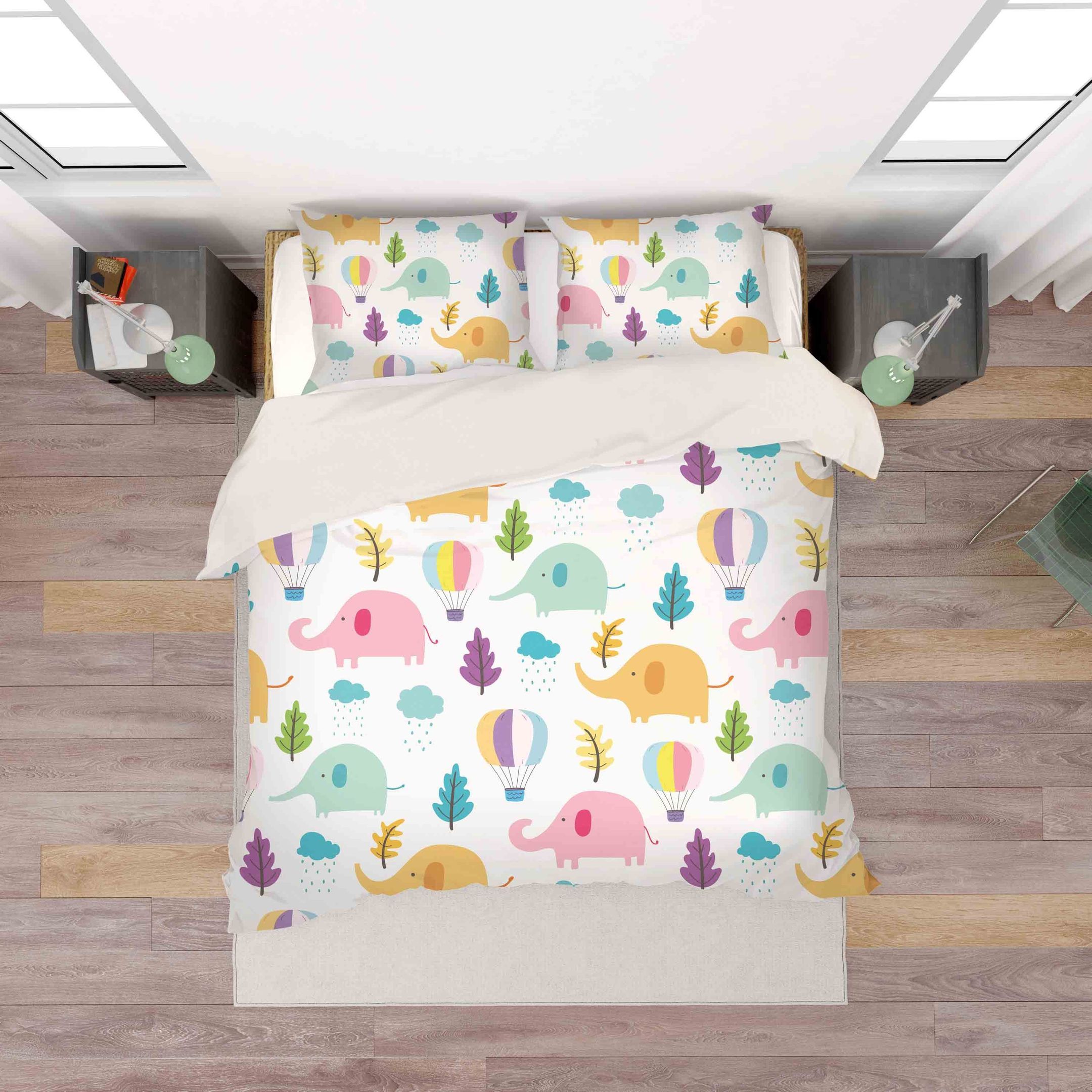 3d Cartoon Elephant Tree Bedding Set