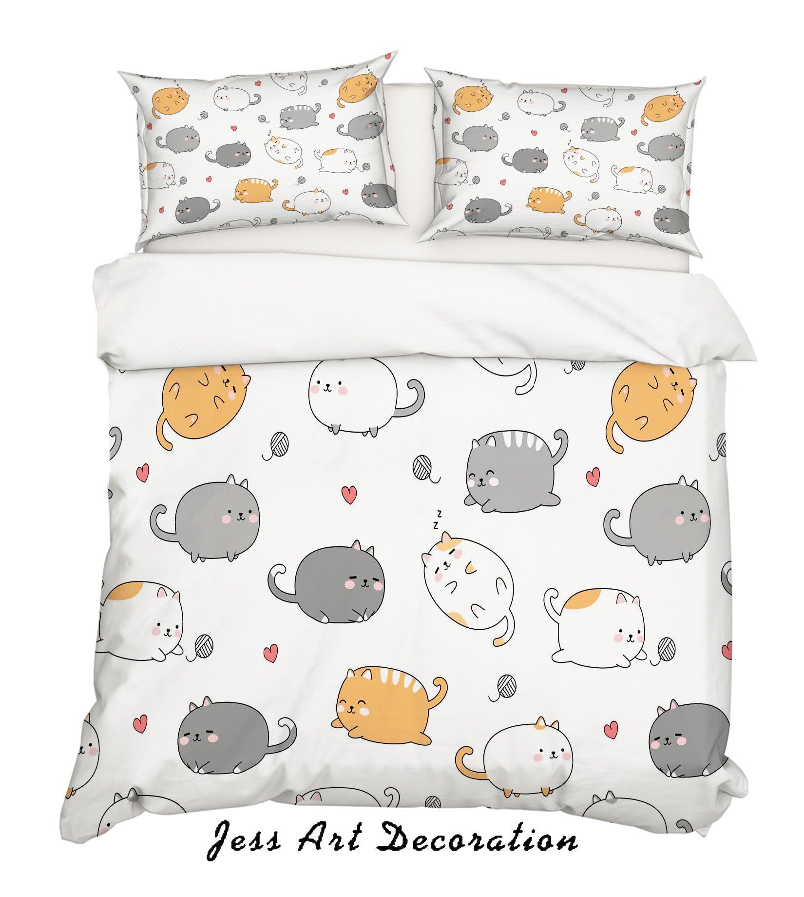 3D Cartoon Fat Cats Bedding Set