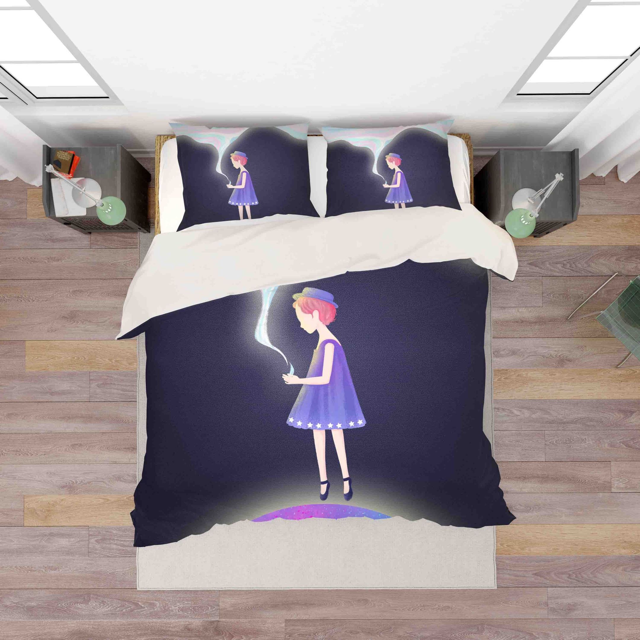 3d Cartoon Girl Bedding Set