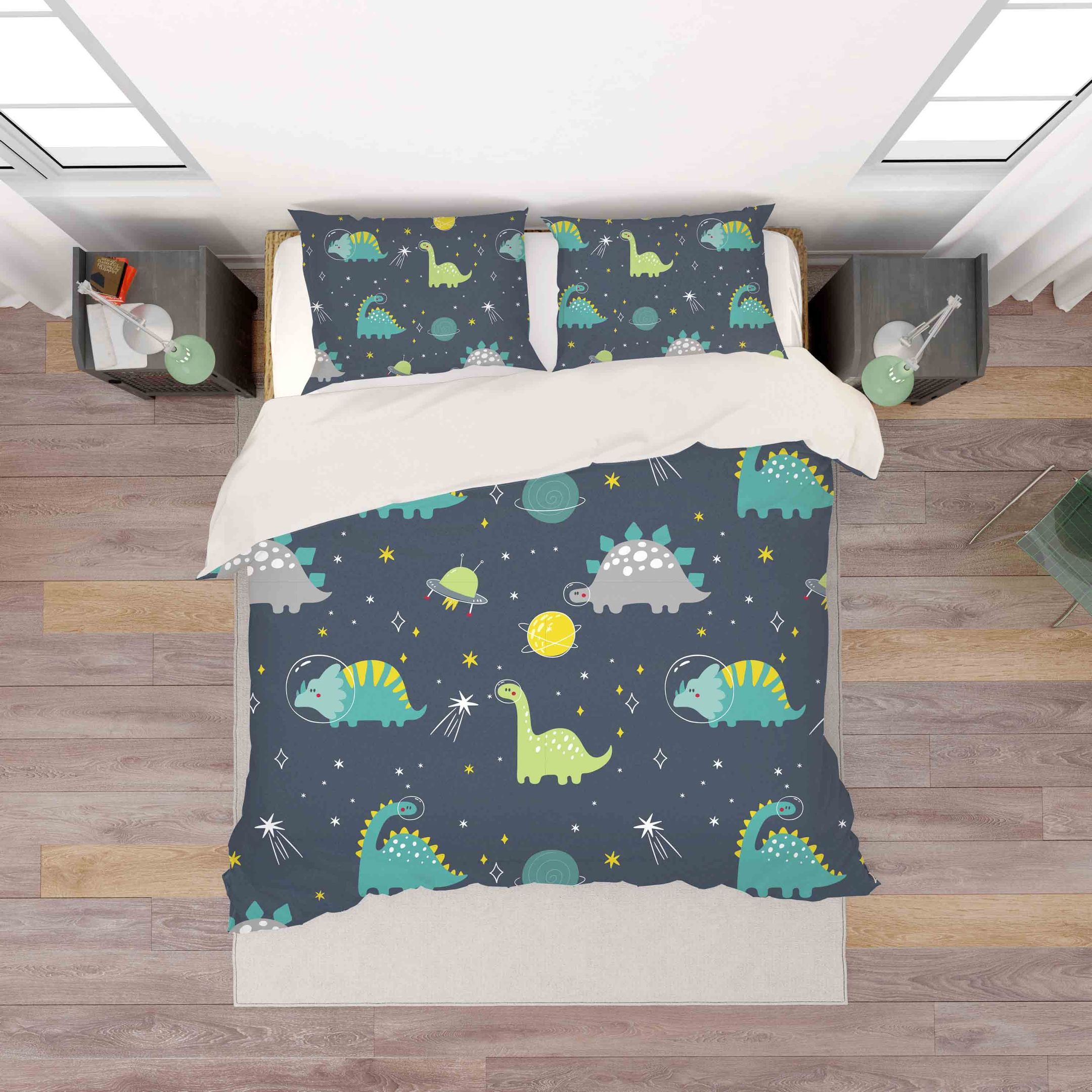 3d Cartoon Green Dinosaurs Pattern Bedding Set