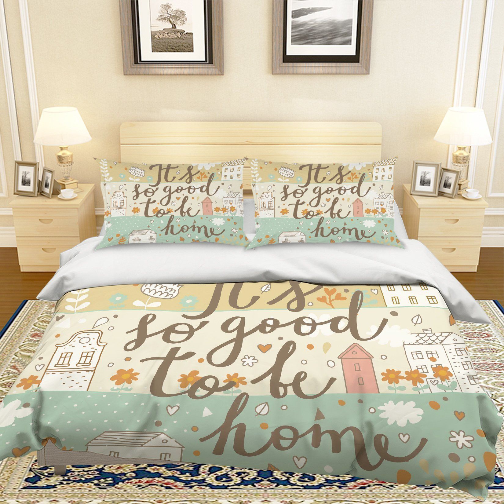 3d Cartoon House Flower It’s So Good To Be Home Bedding Set