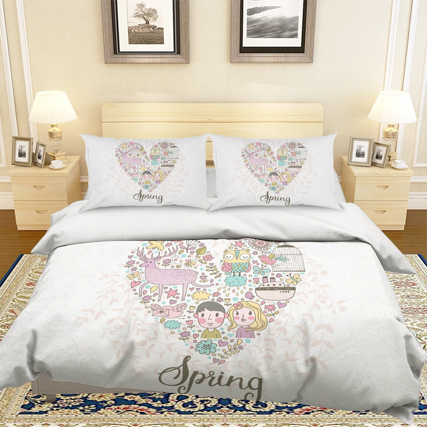 3d Cartoon Love Flower Comfortable Bedding Set