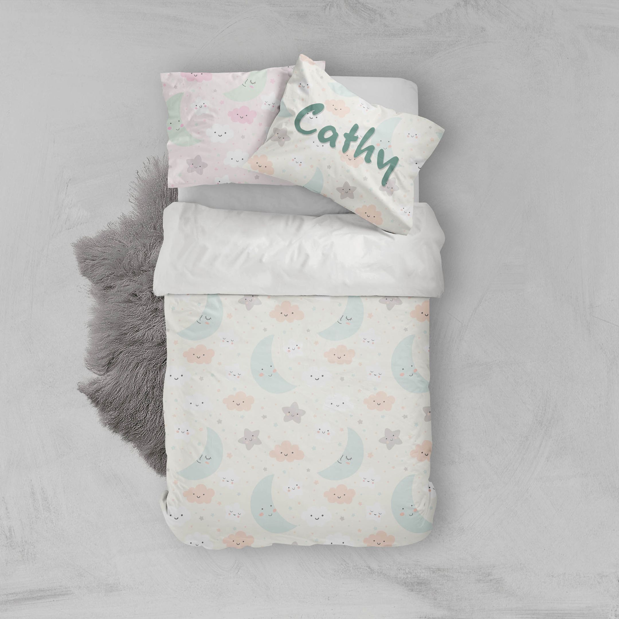 3d Cartoon Moon Star Bedding Set