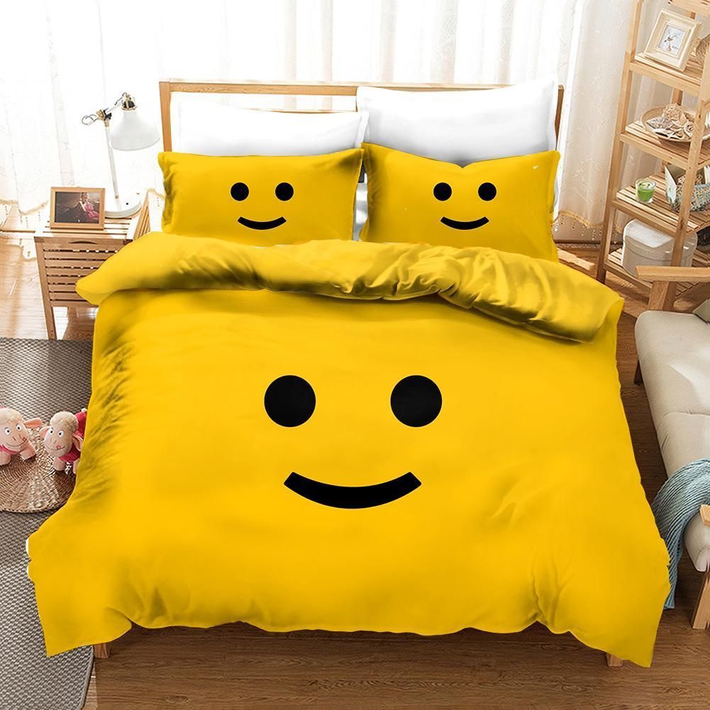 3d Cartoon Smile Yellow Comfortable Bedding Set
