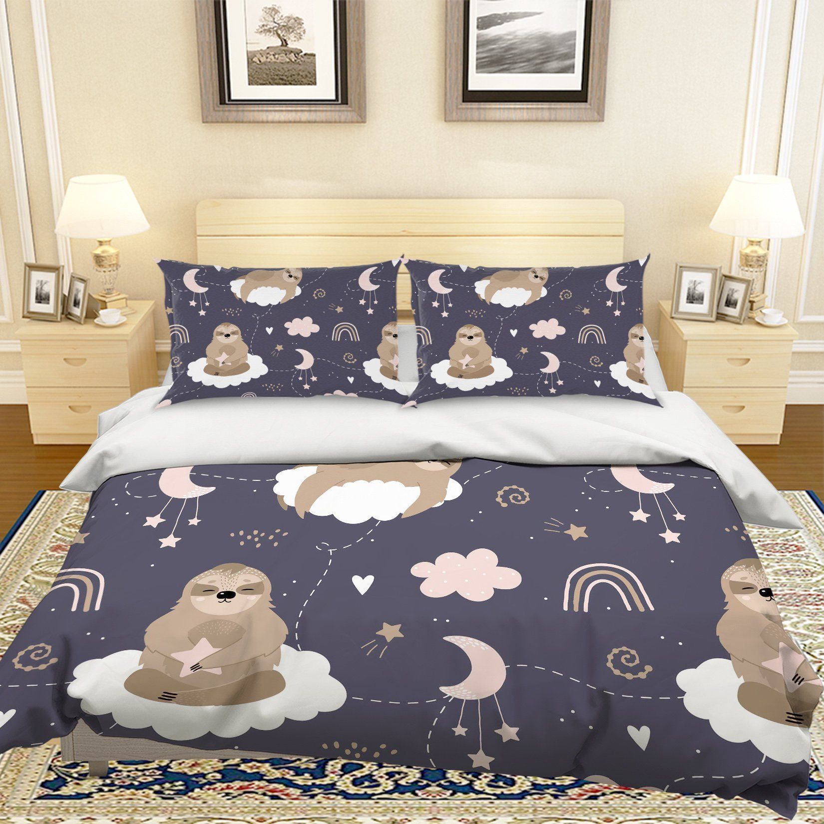 3d Cartoon Space Sloth Bedding Set