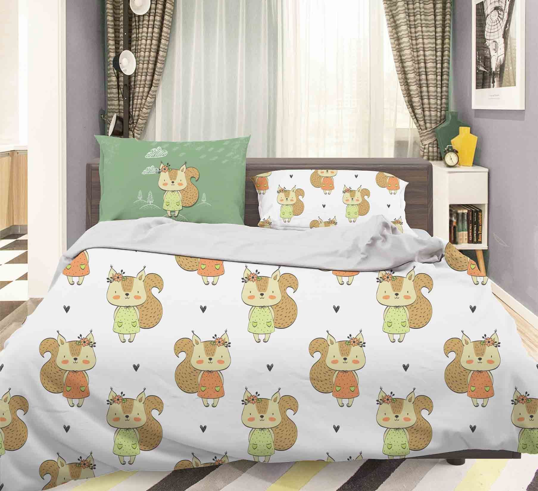3d Cartoon Squirrel Bedding Set