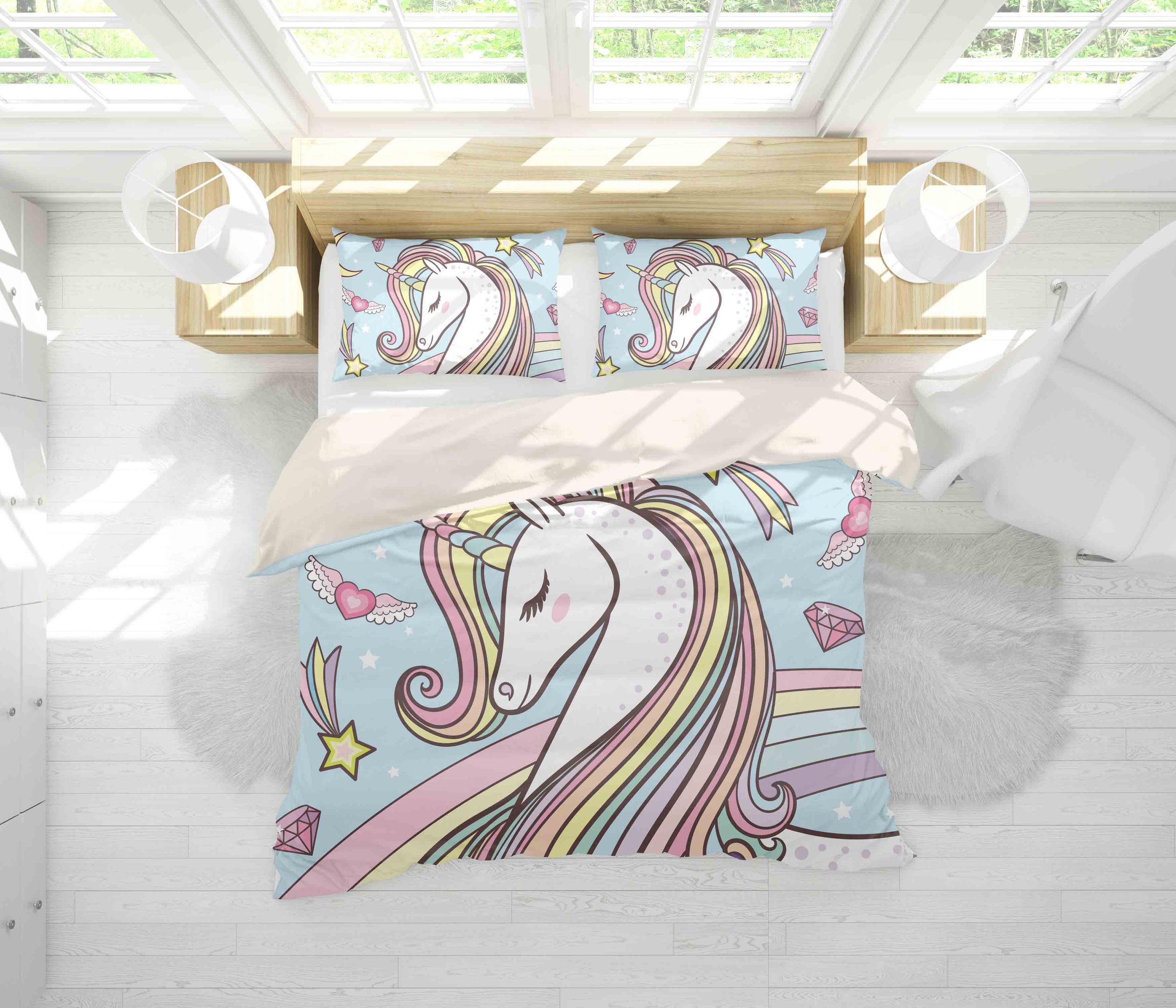 3d Cartoon Unicorn Bedding Set