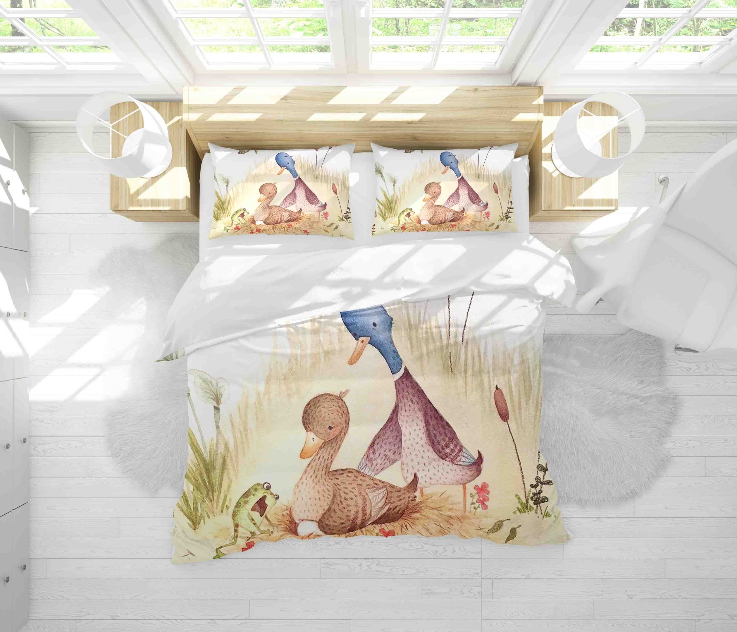 3d Cartoon Wild Duck Frog Bedding Set