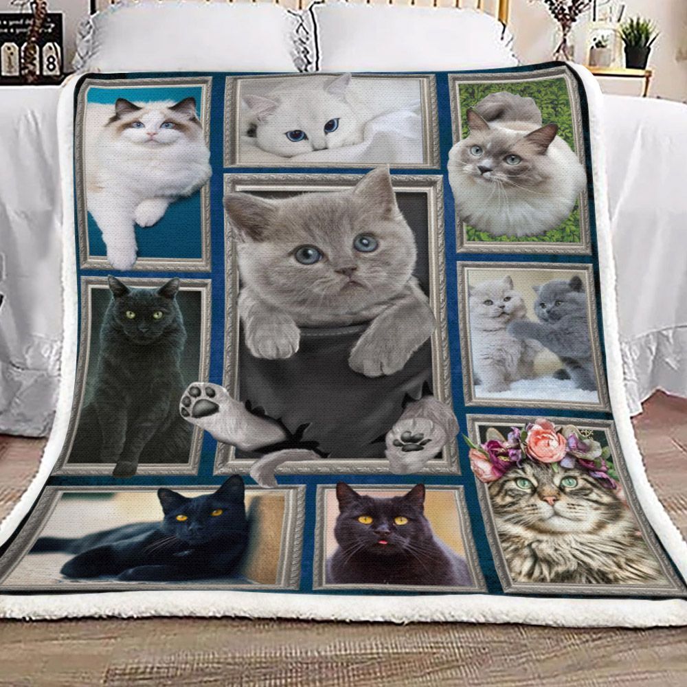 3d Cat Sherpa Fleece Blanket
