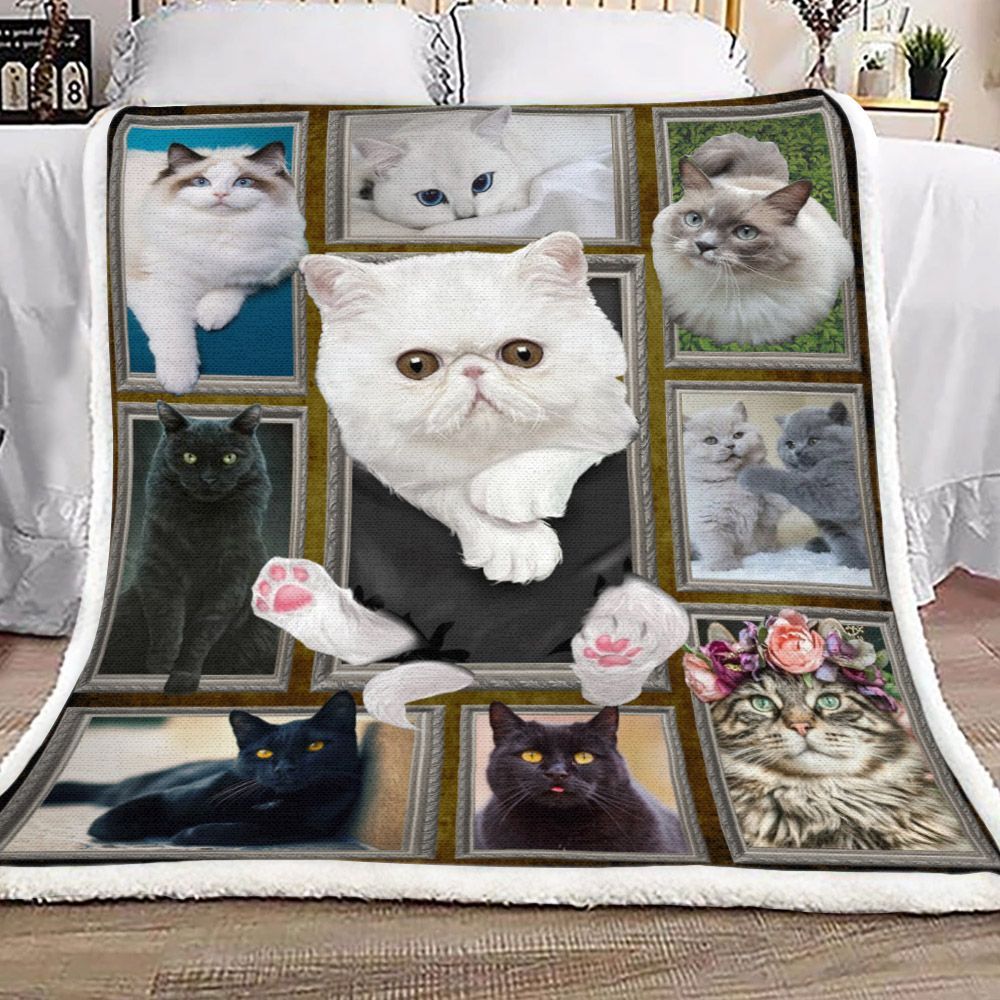 3d Cat Sherpa Fleece Blanket