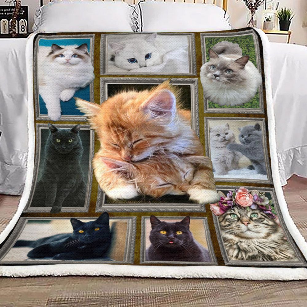 3d Cat Sherpa Fleece Blanket