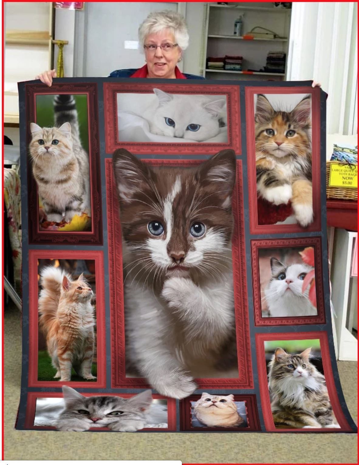 3D Cat Sherpa Fleece Blanket