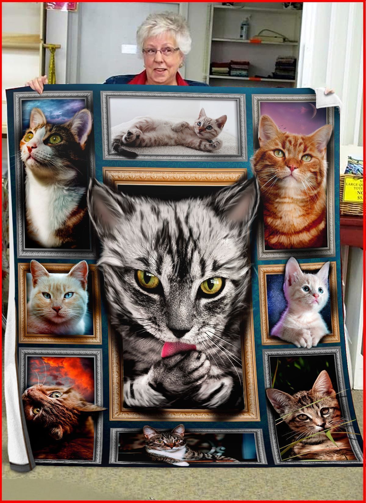 3D Cat Sherpa Fleece Blanket
