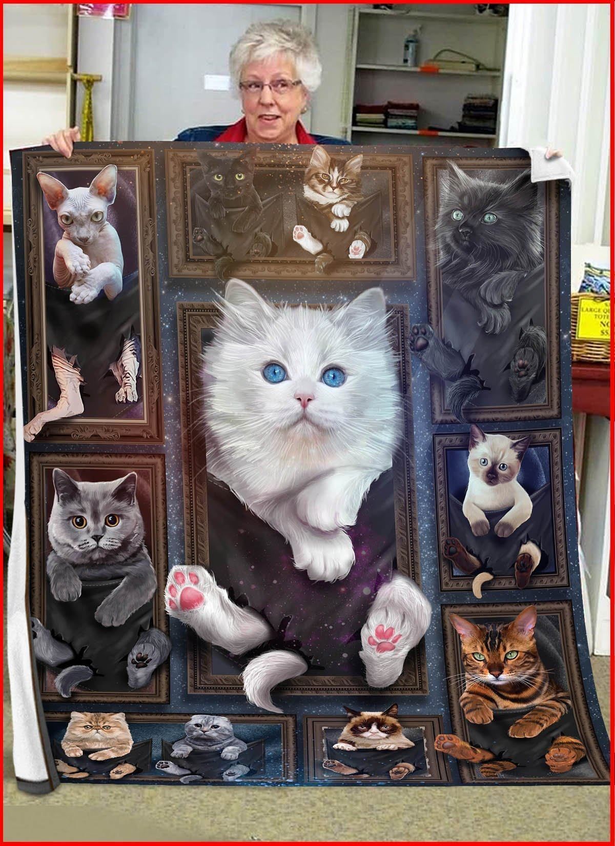 3D Cat Sherpa Fleece Blanket