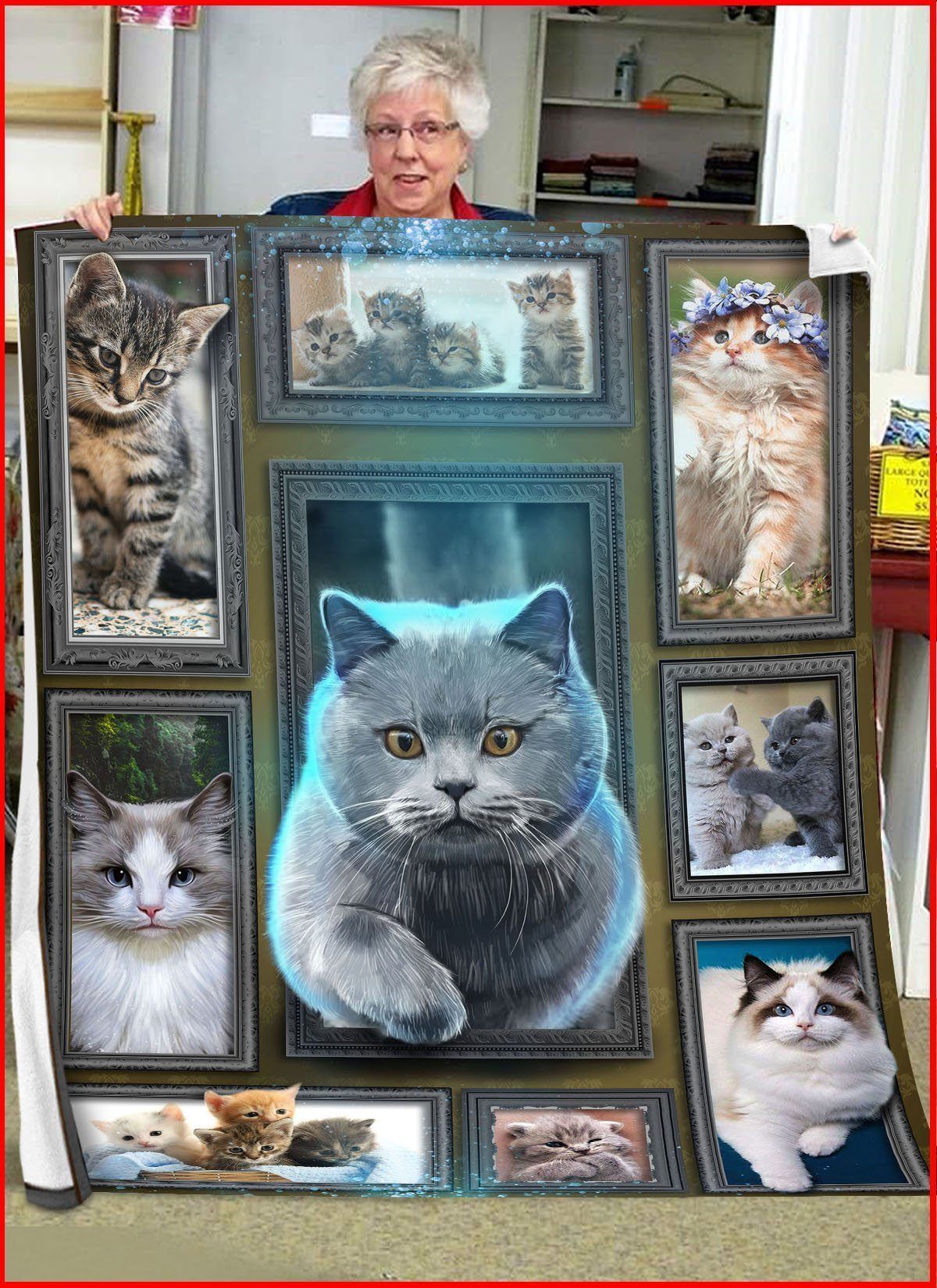 3D Cat Sherpa Fleece Blanket