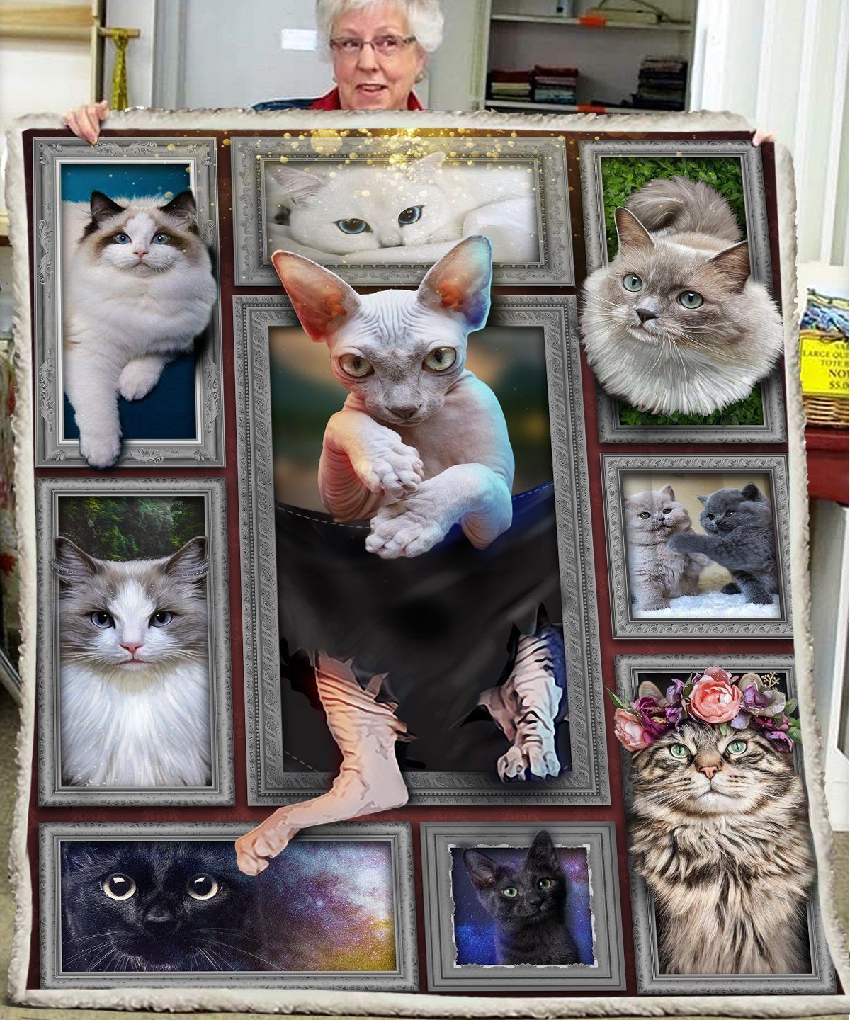 3D Cat Sherpa Fleece Blanket