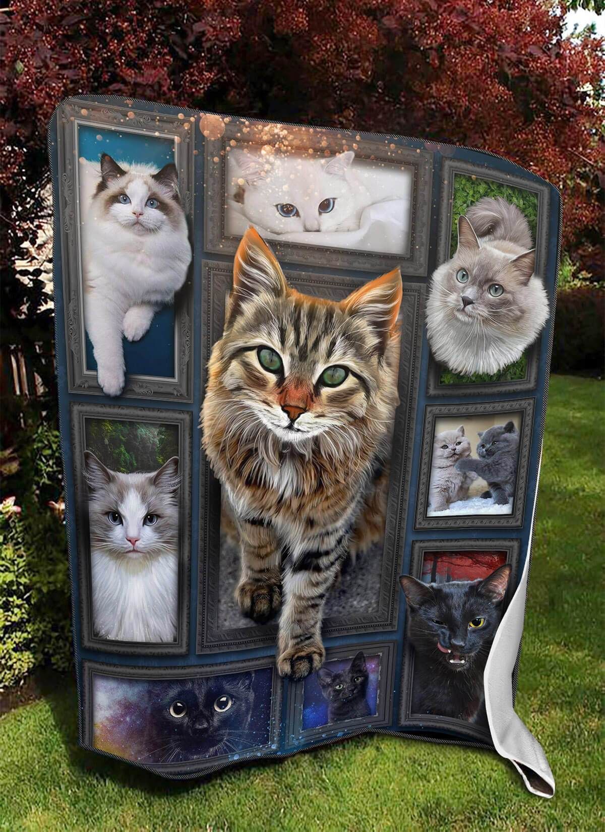 3D Cat Sherpa Fleece Blanket