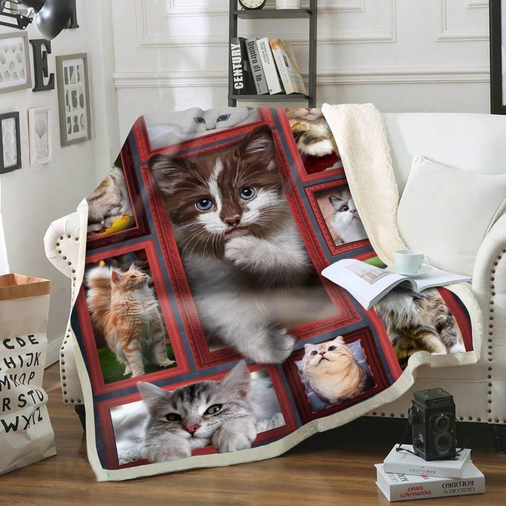 3d Cat Sherpa Fleece Blanket