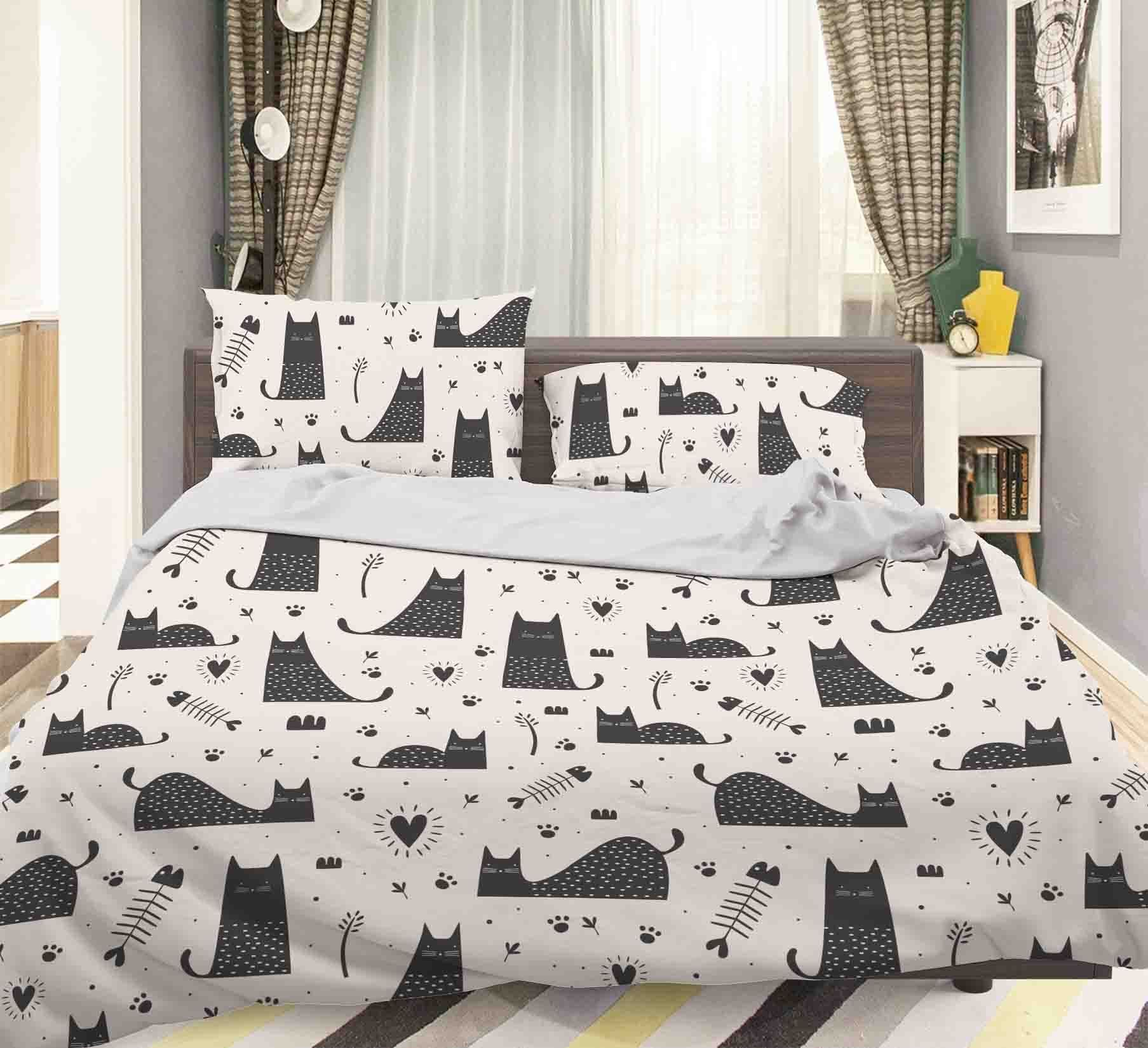 3d Cat Fish Bone Bedding Set