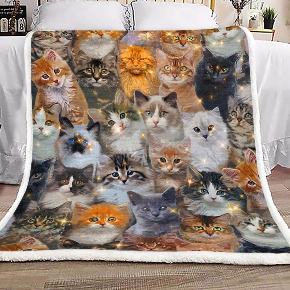 3d Cat Sherpa Fleece Blanket