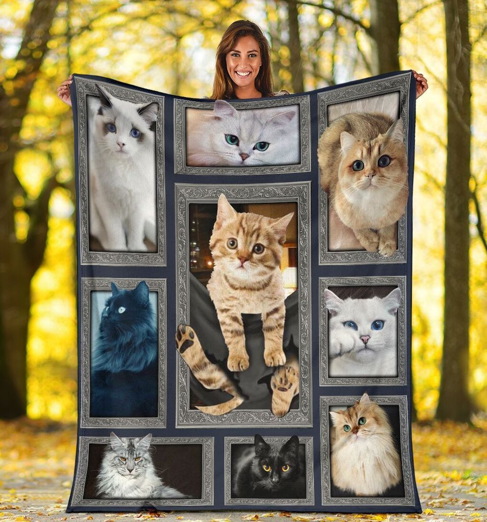 3D Cat Pocket Sherpa Fleece Blanket