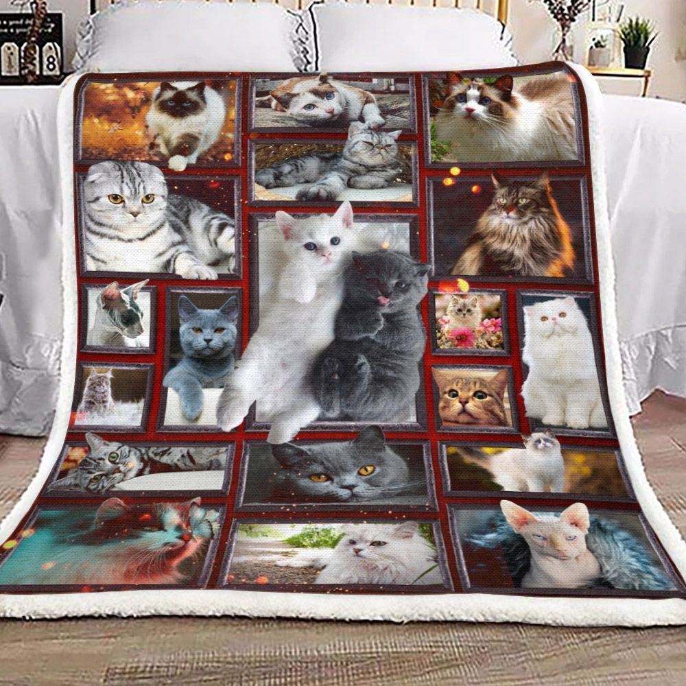 3d Cat Sherpa Fleece Blanket