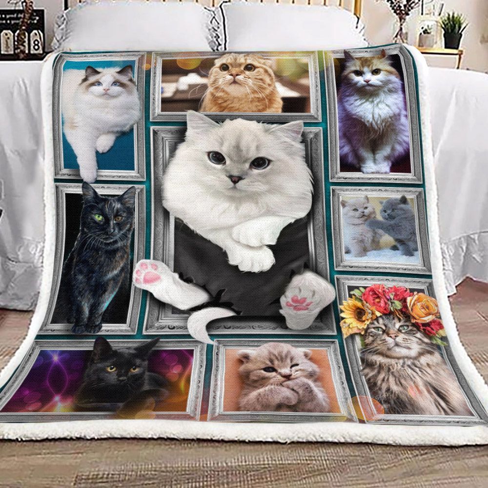 3d Cat Sherpa Fleece Blanket