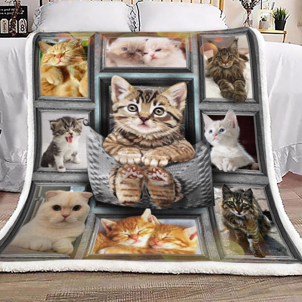 3d Cat Sherpa Fleece Blanket