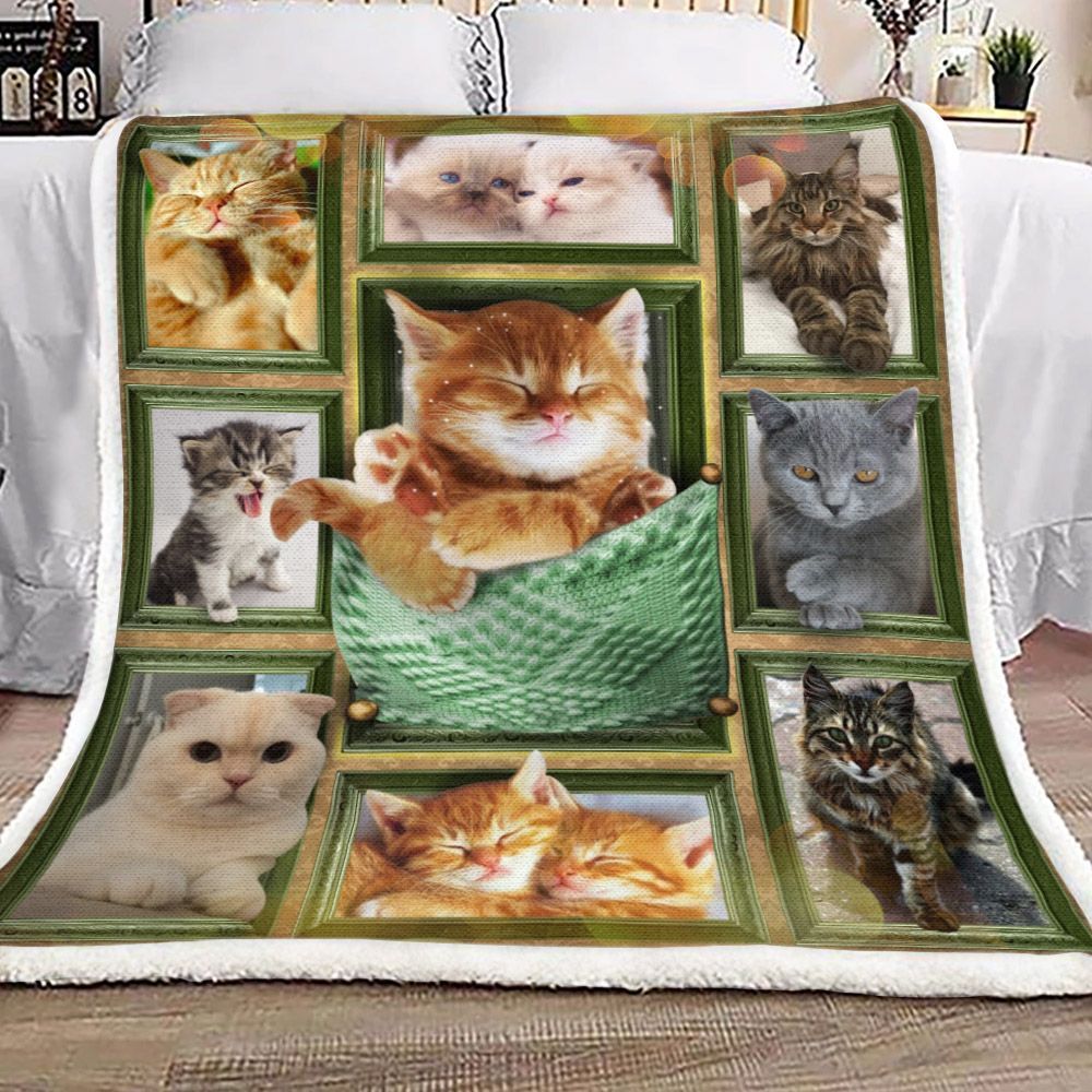 3d Cat Sherpa Fleece Blanket