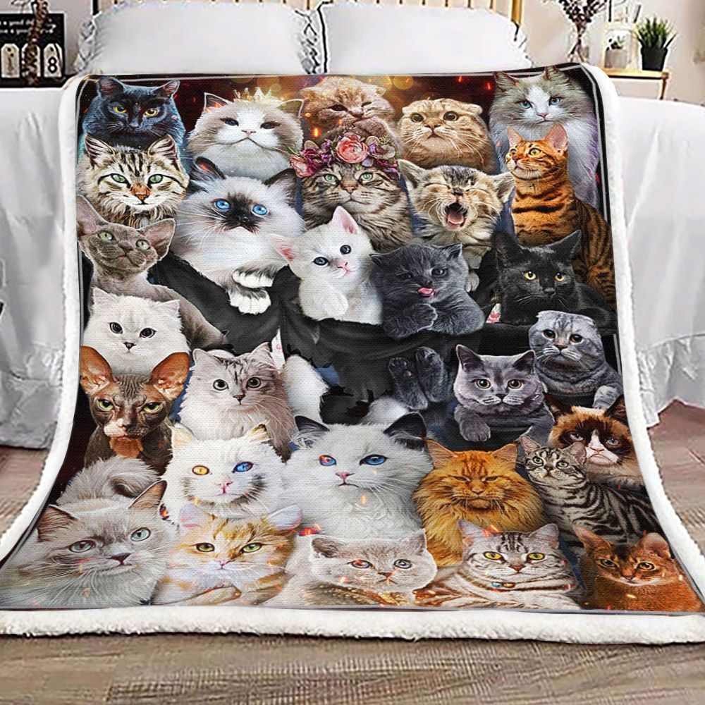 3d Cat Sherpa Fleece Blanket