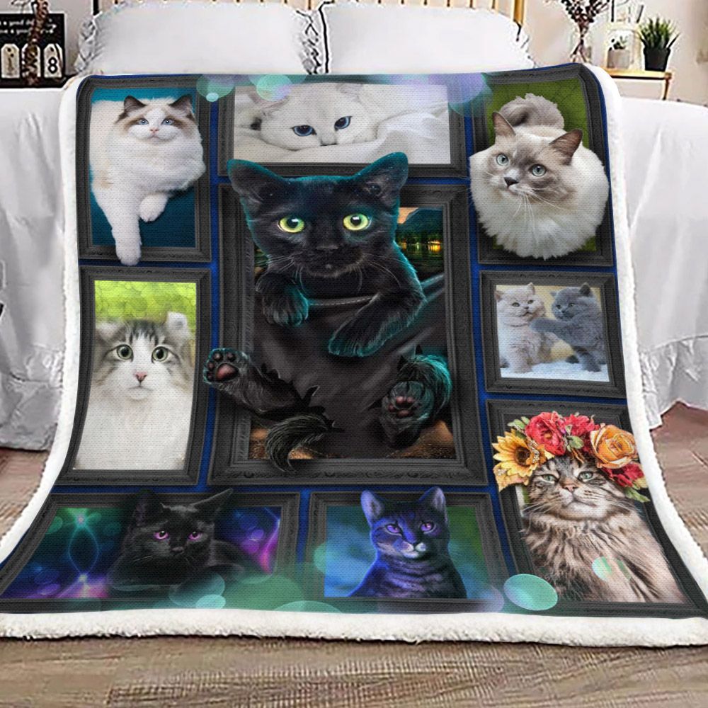 3d Cat Sherpa Fleece Blanket