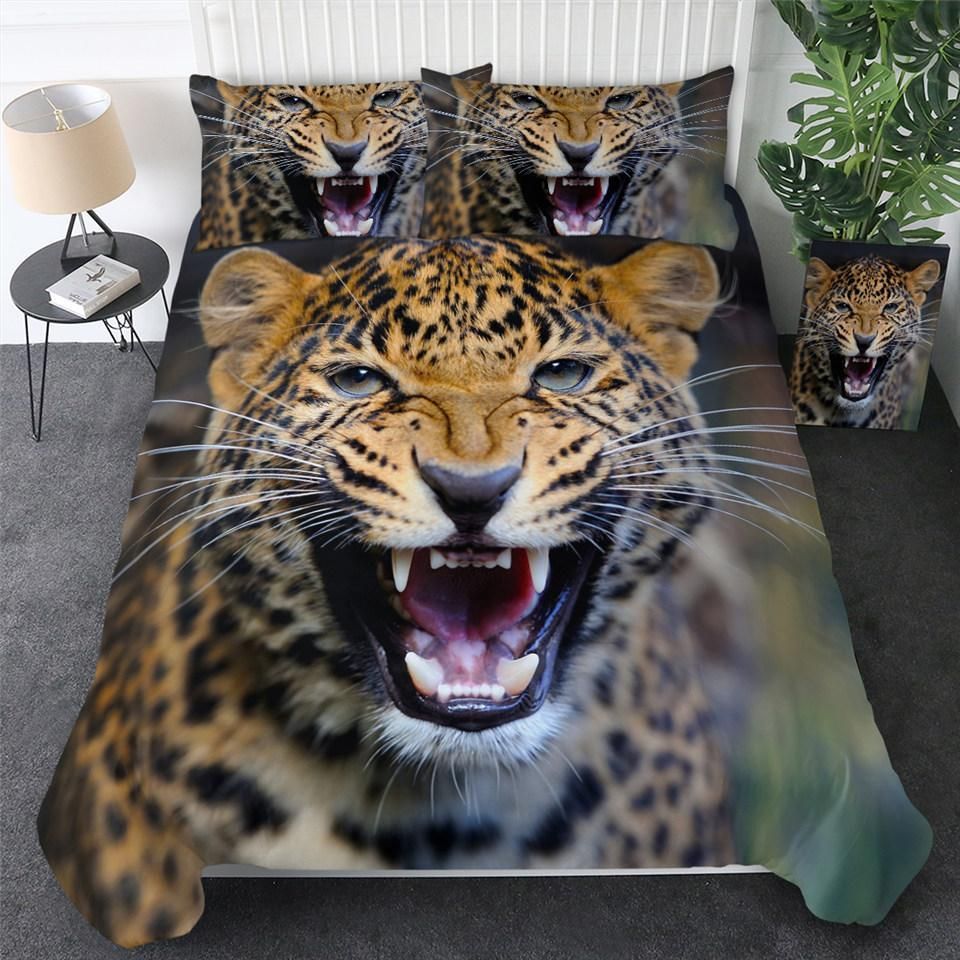 3d Cheetah Mugshot Wild Life Bedding Set