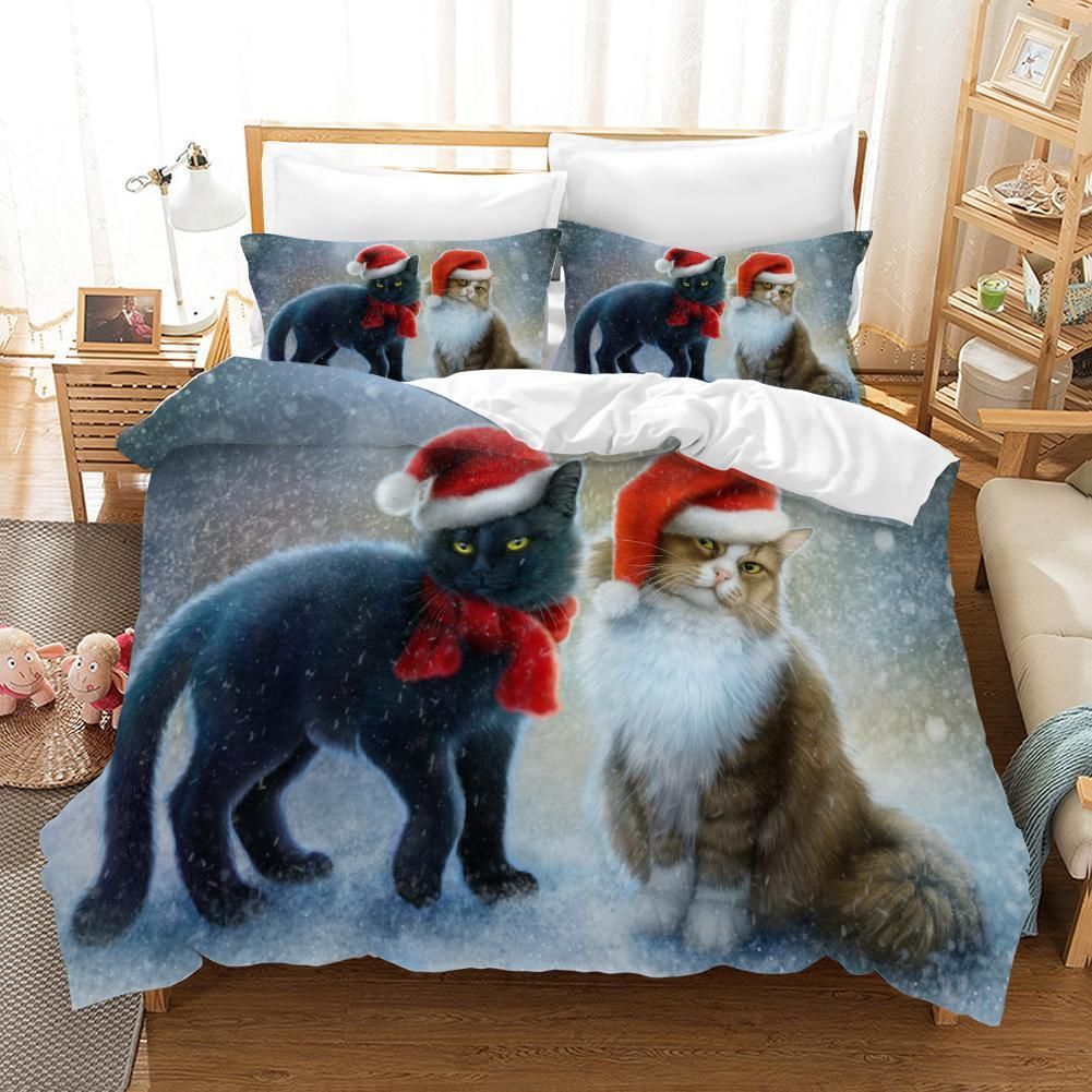 3d Christmas Cats Bedding Set