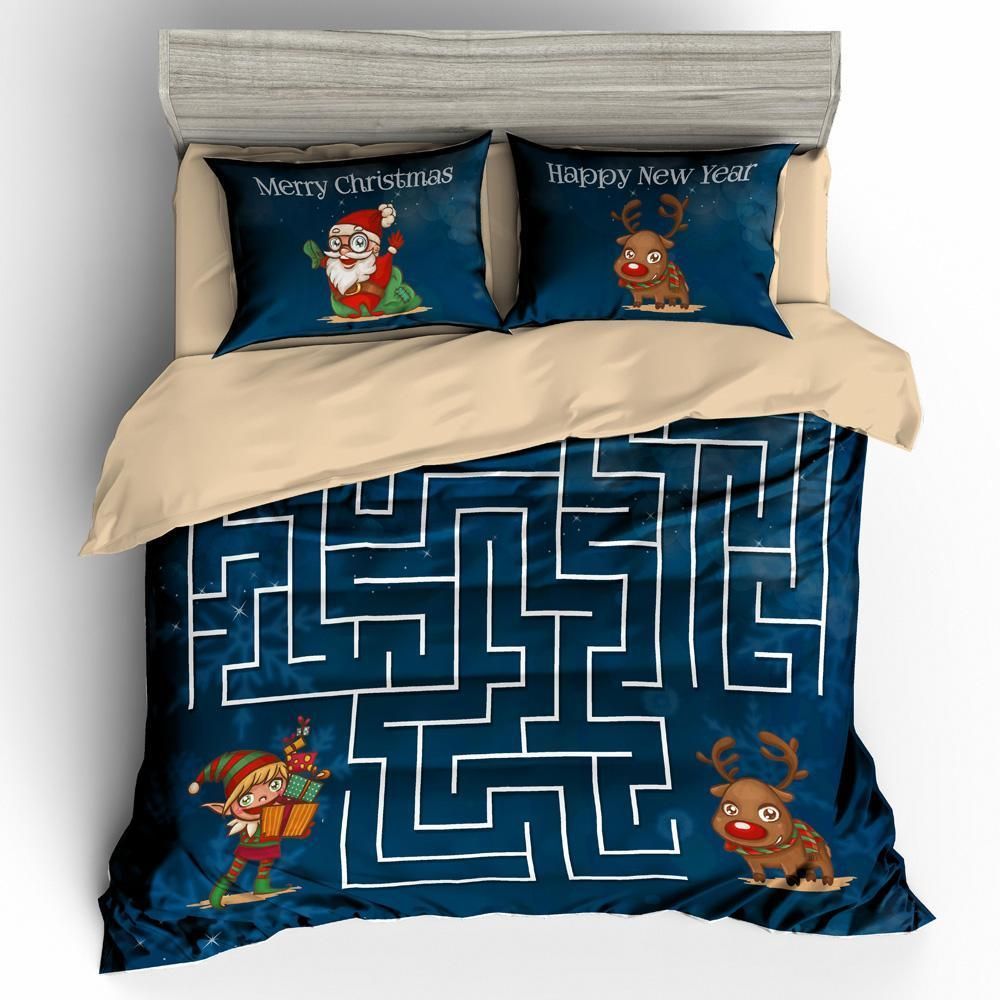 3d Christmas Labyrinth Bedding Set