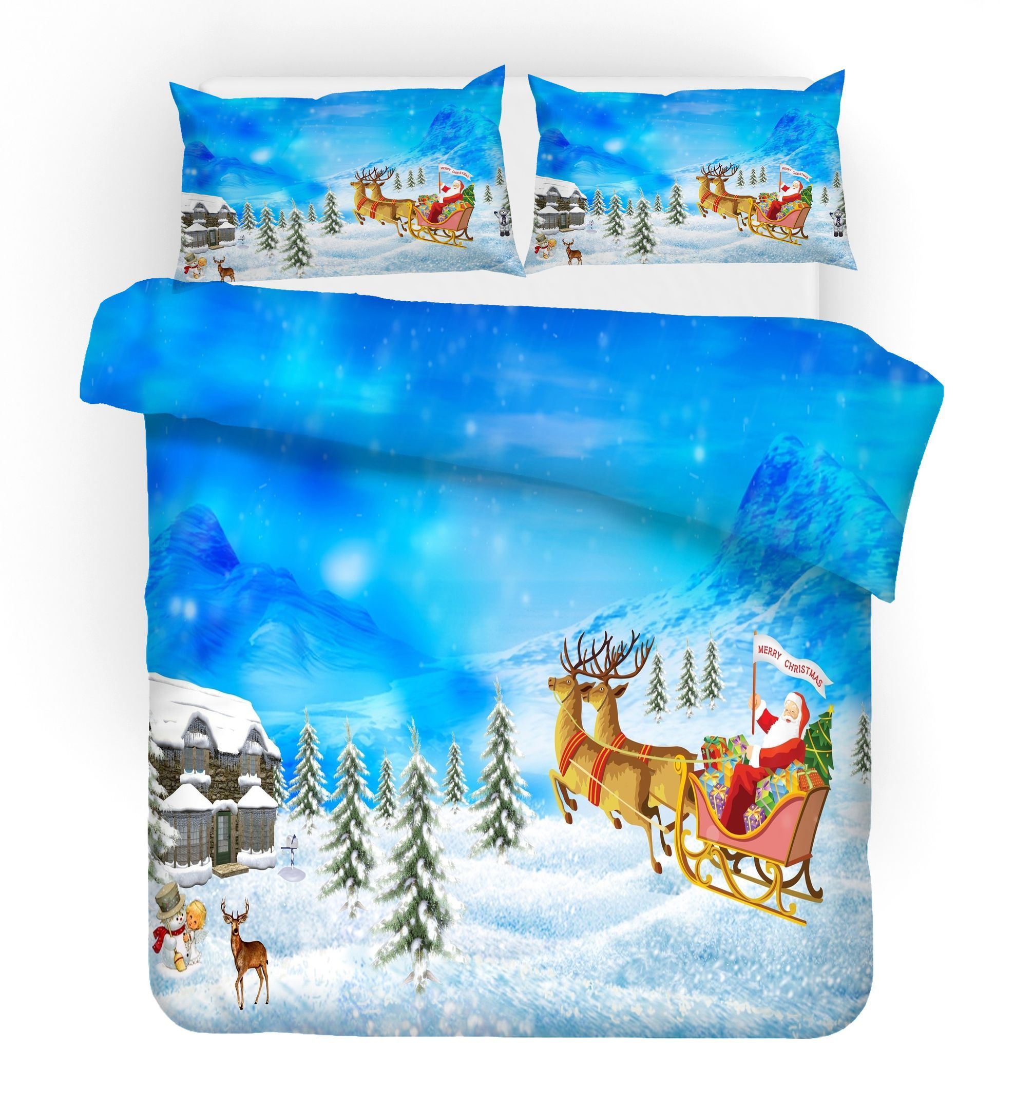 3d Christmas Reindeer Comfortable Bedding Set