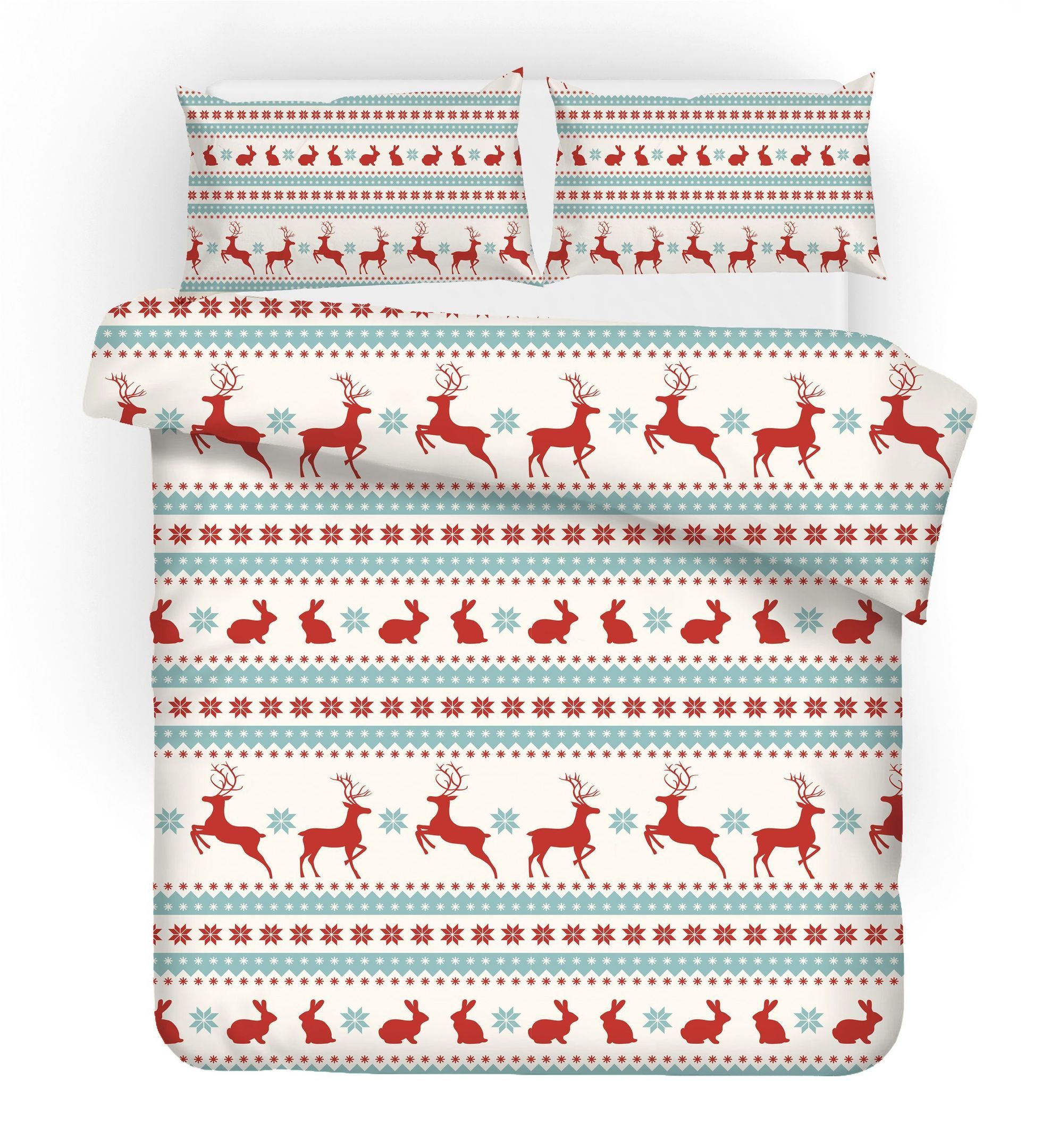 3d Christmas Reindeer Pattern Bedding Set
