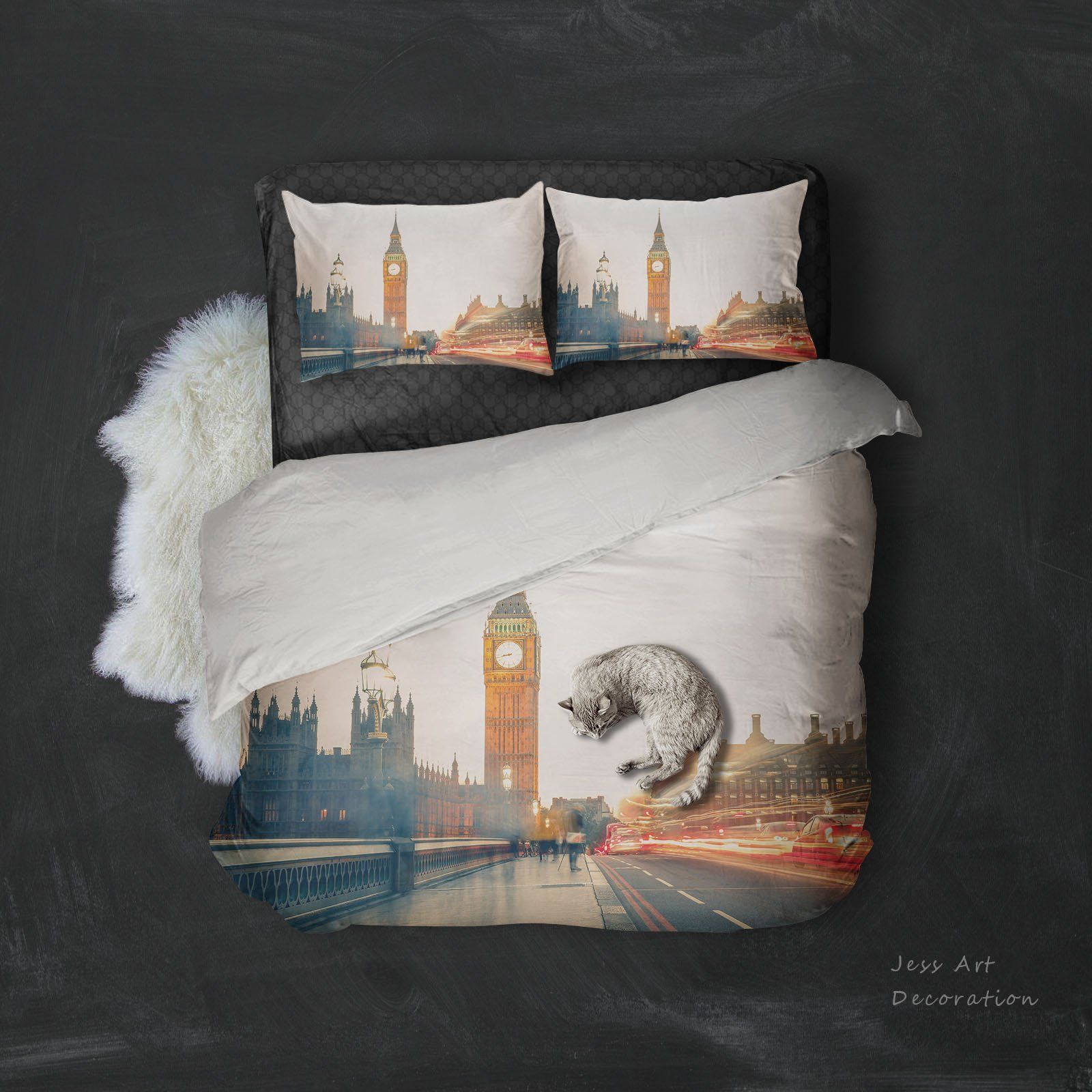 3d City Building Big Ben Bedding Set