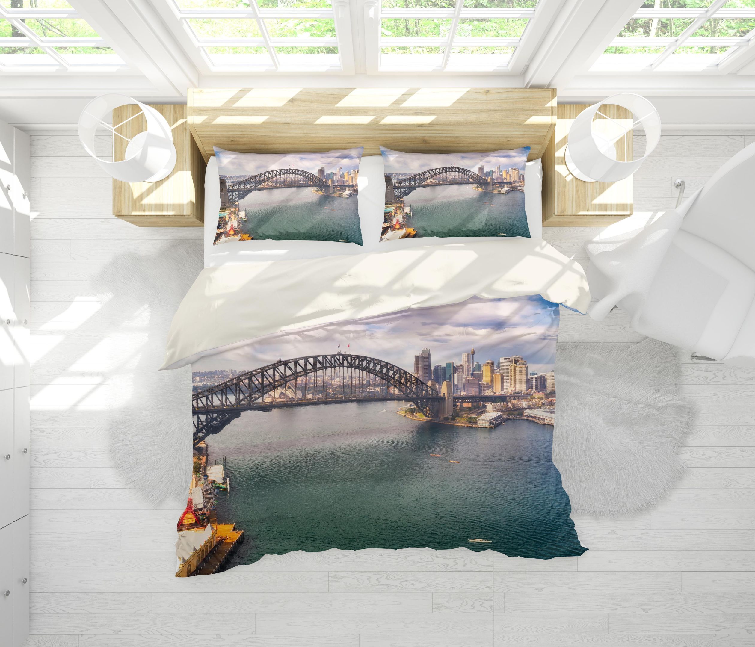 3d City Building Bridge Bedding Set