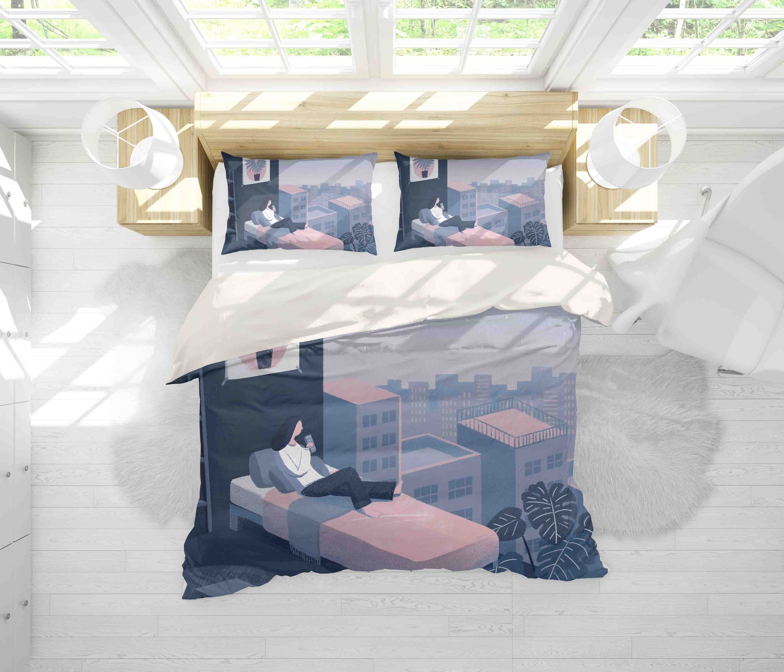 3d City Building Room Bedding Set