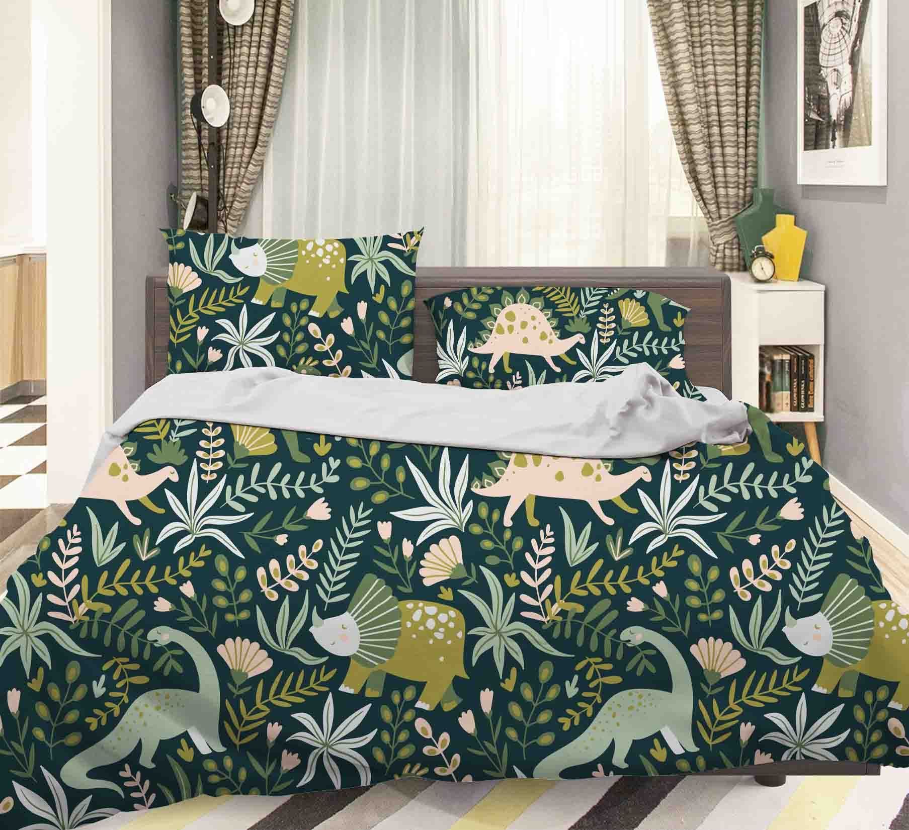 3d Color Cartoon Dinosaur Pattern Bedding Set