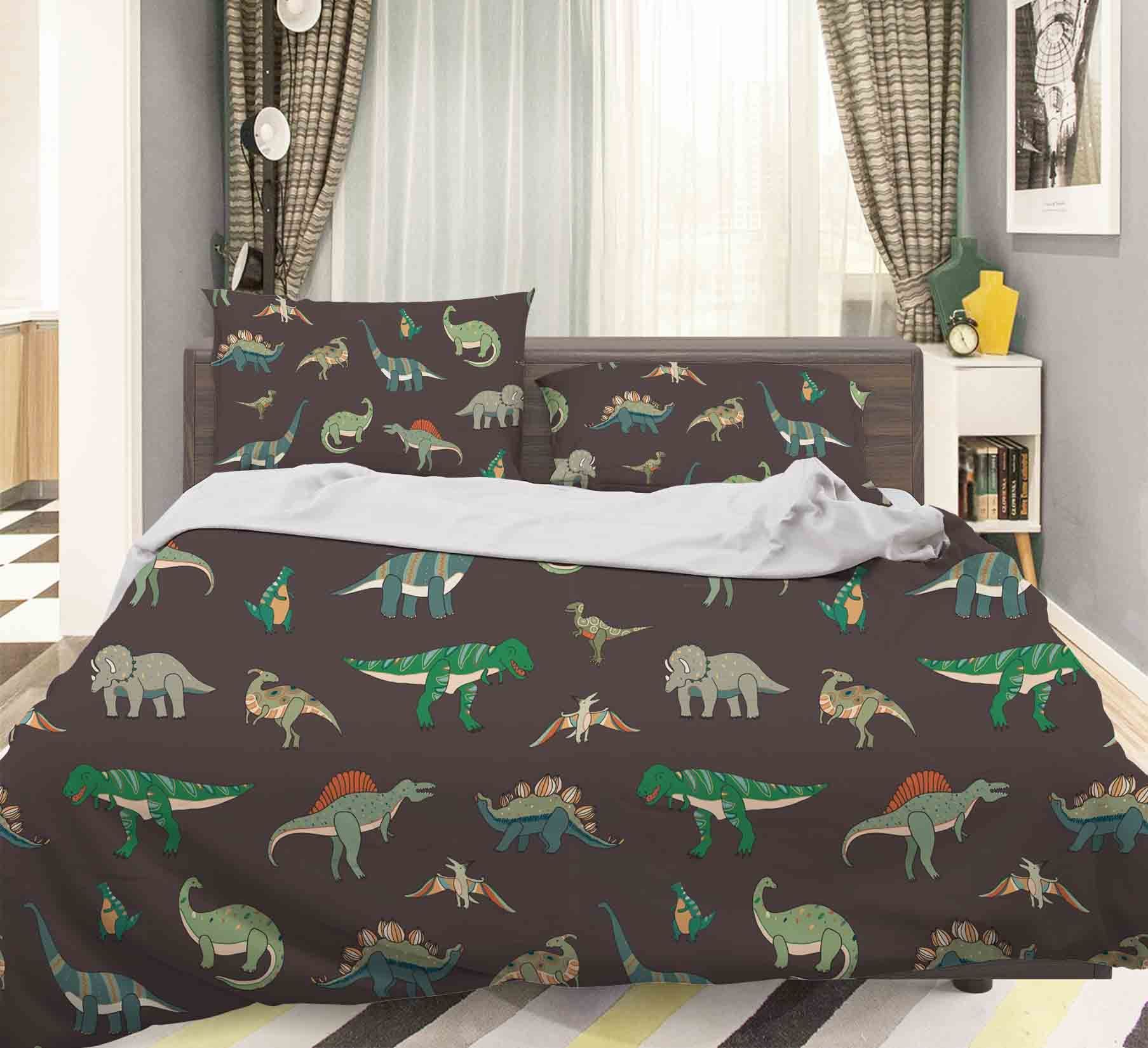 3d Color Cartoon Dinosaurs Comfortable Bedding Set