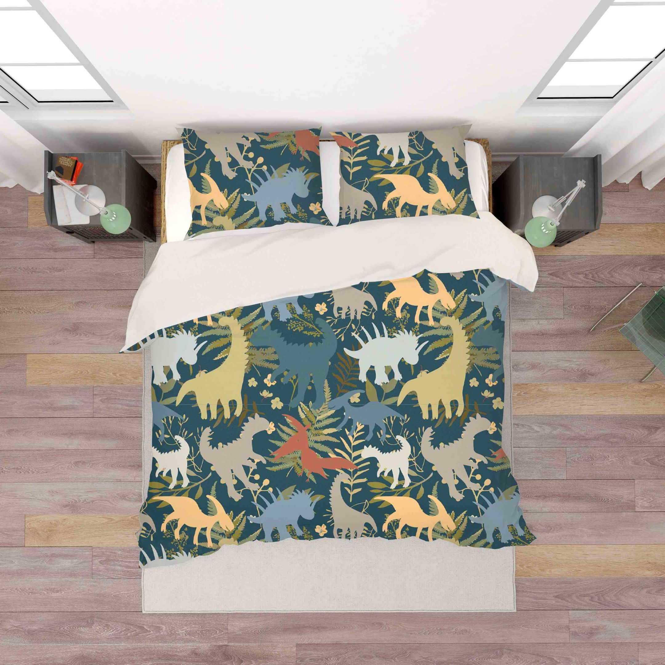 3d Color Cartoon Dinosaurs Pattern Bedding Set