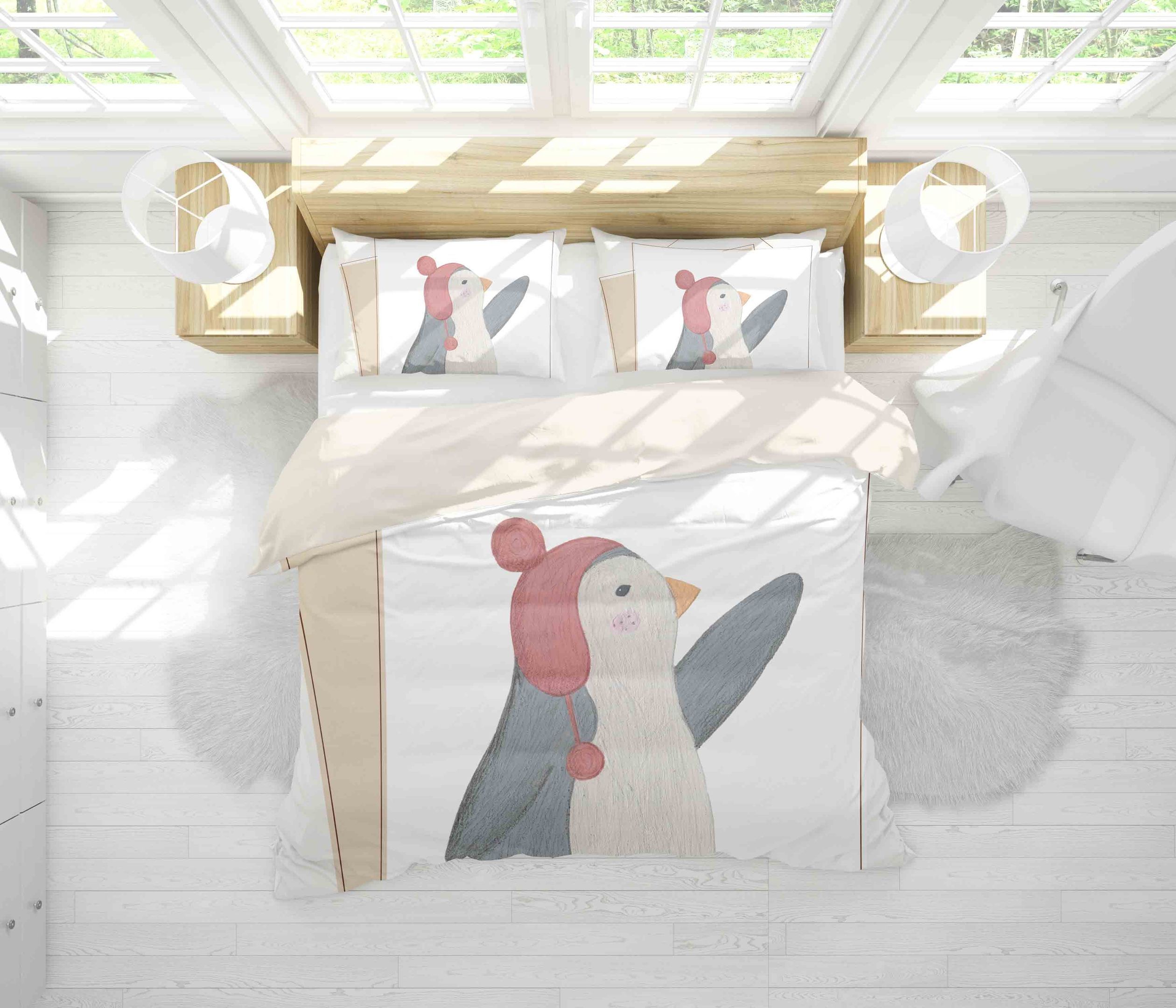 3d Color Cartoon Penguin Bedding Set