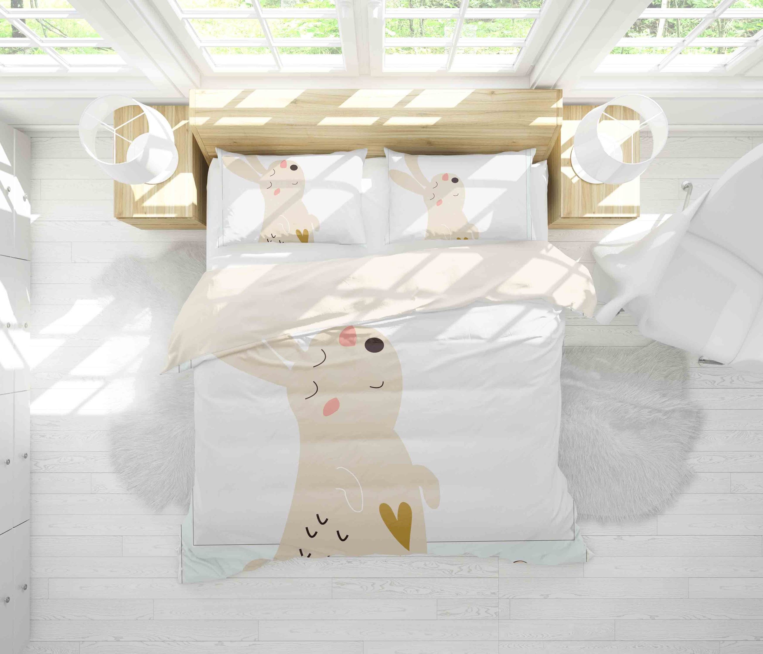 3d Color Cartoon Rabbit Bedding Set