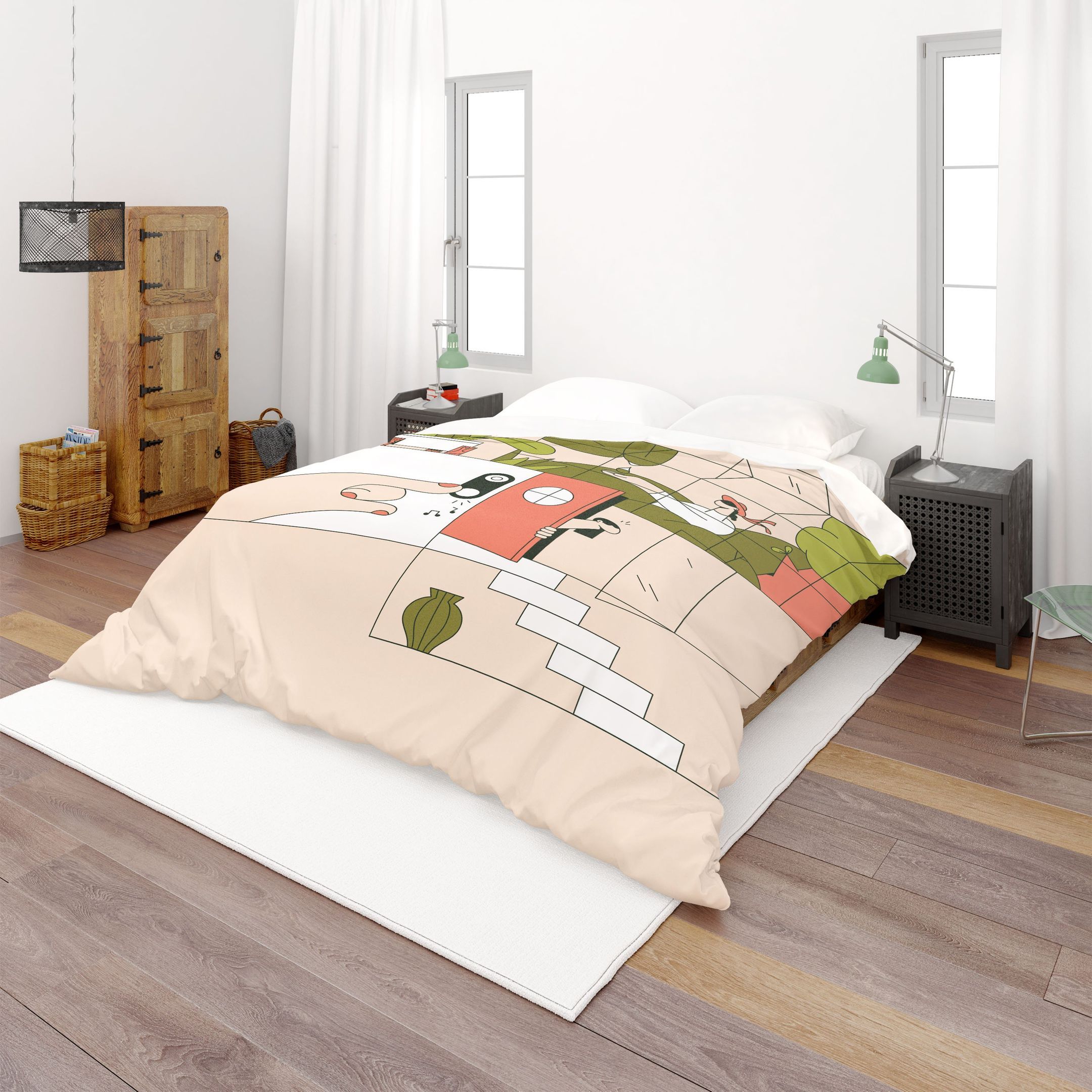 3d Color Cartoon Stairway Bedding Set