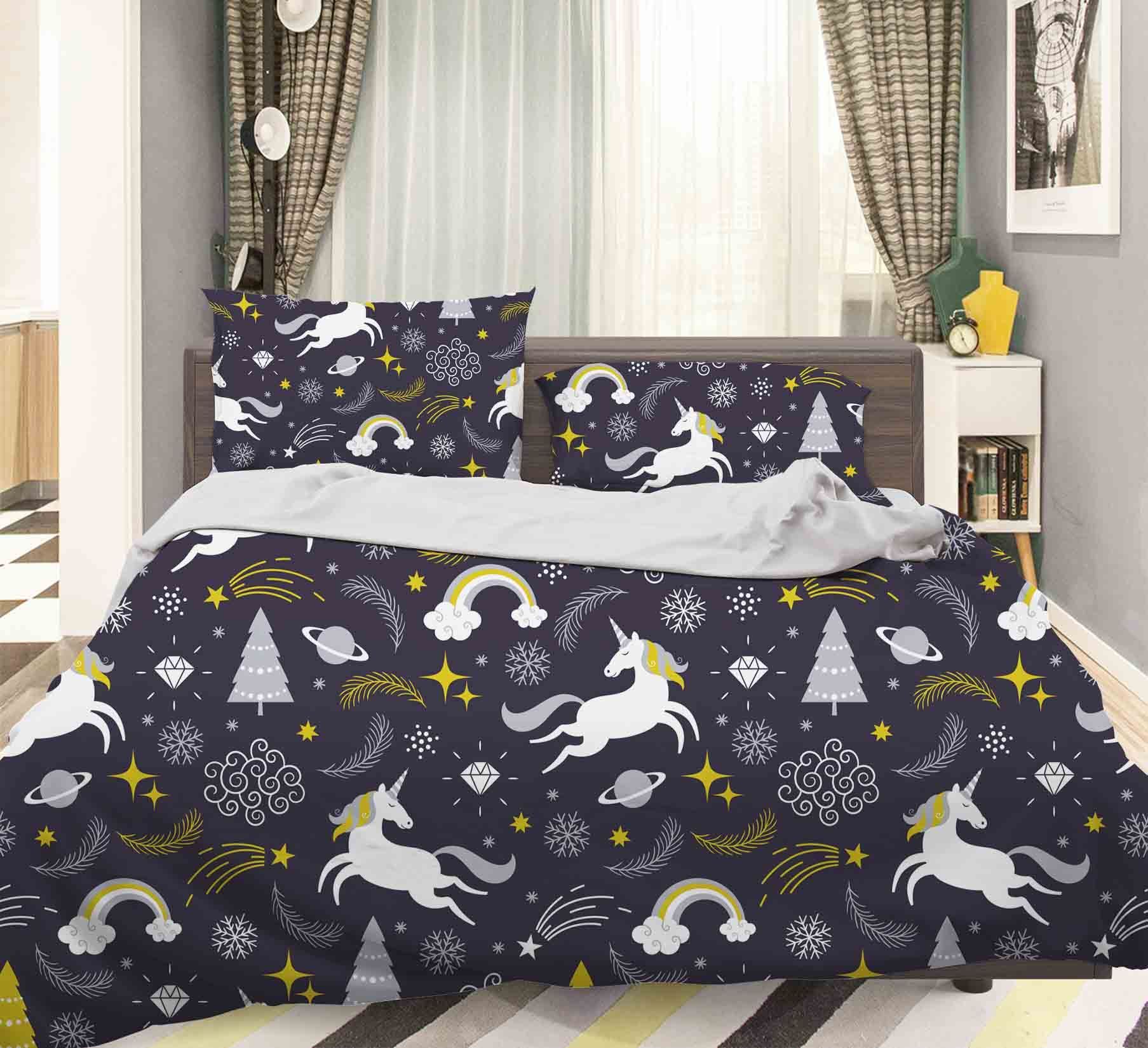3d Color Cartoon Unicorn Pattern Bedding Set
